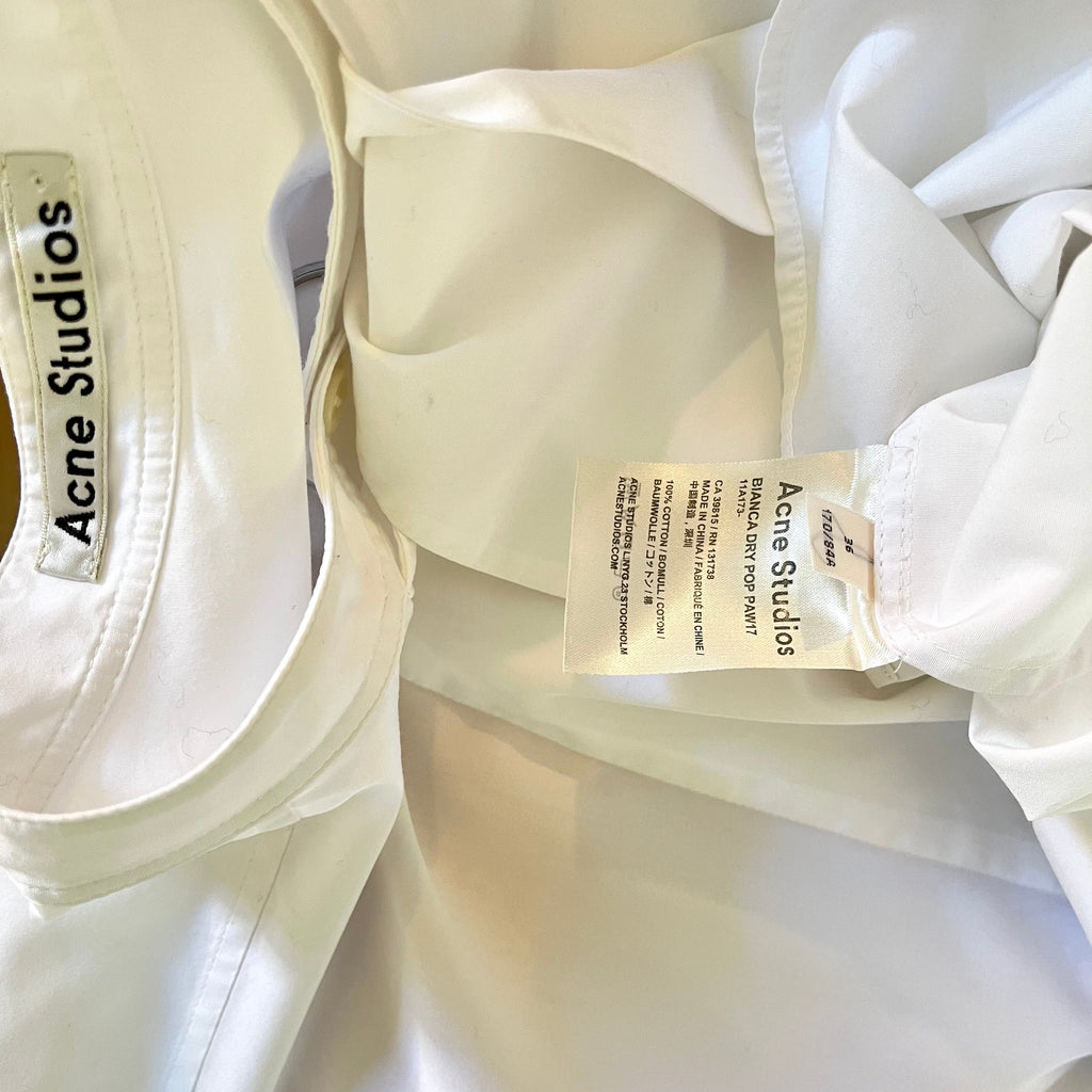 Acne Studios BIANCA Dry Pop Shirt In Optic White Size 36/S.