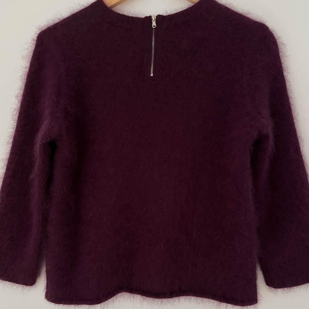 Carven Angora Sweater Top in Wine Size M.
