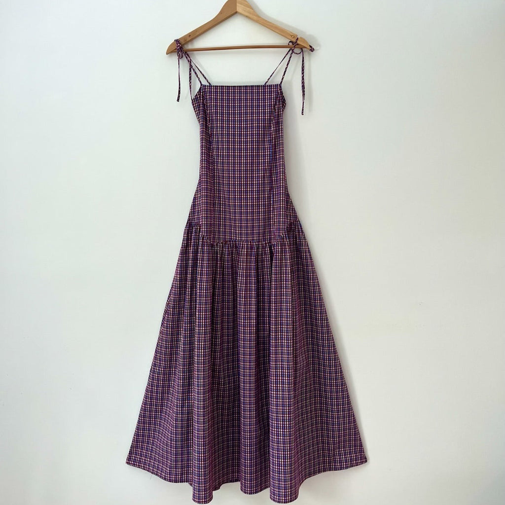 Ruby NZ TRULLI Maxi Dress in Wine Gingham.