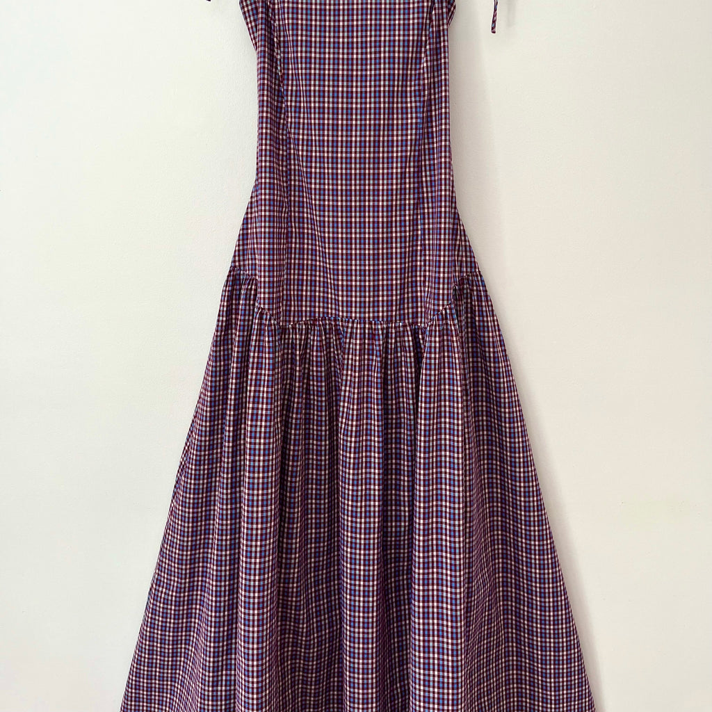 Ruby NZ TRULLI Maxi Dress in Wine Gingham.