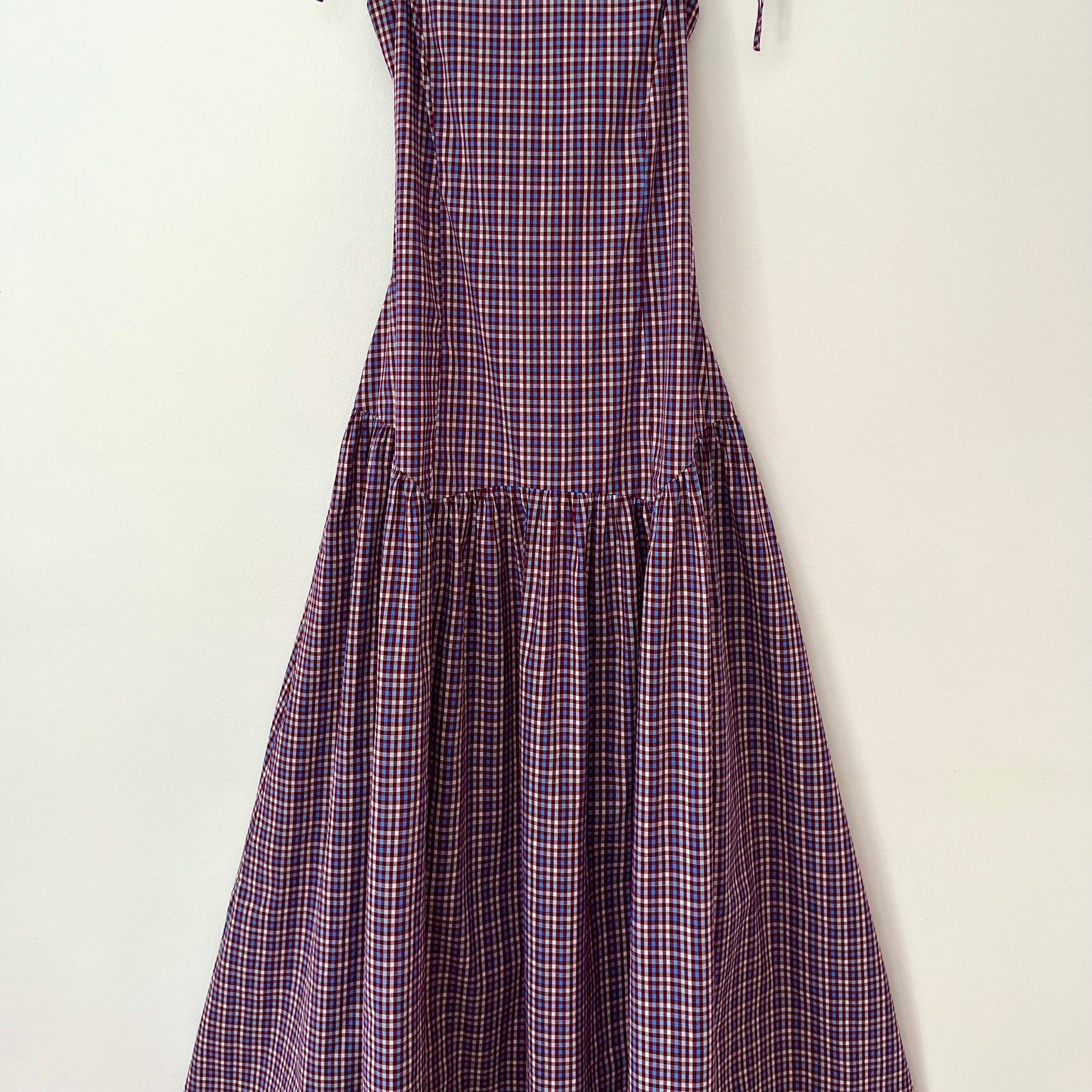 Ruby NZ TRULLI Maxi Dress in Wine Gingham.