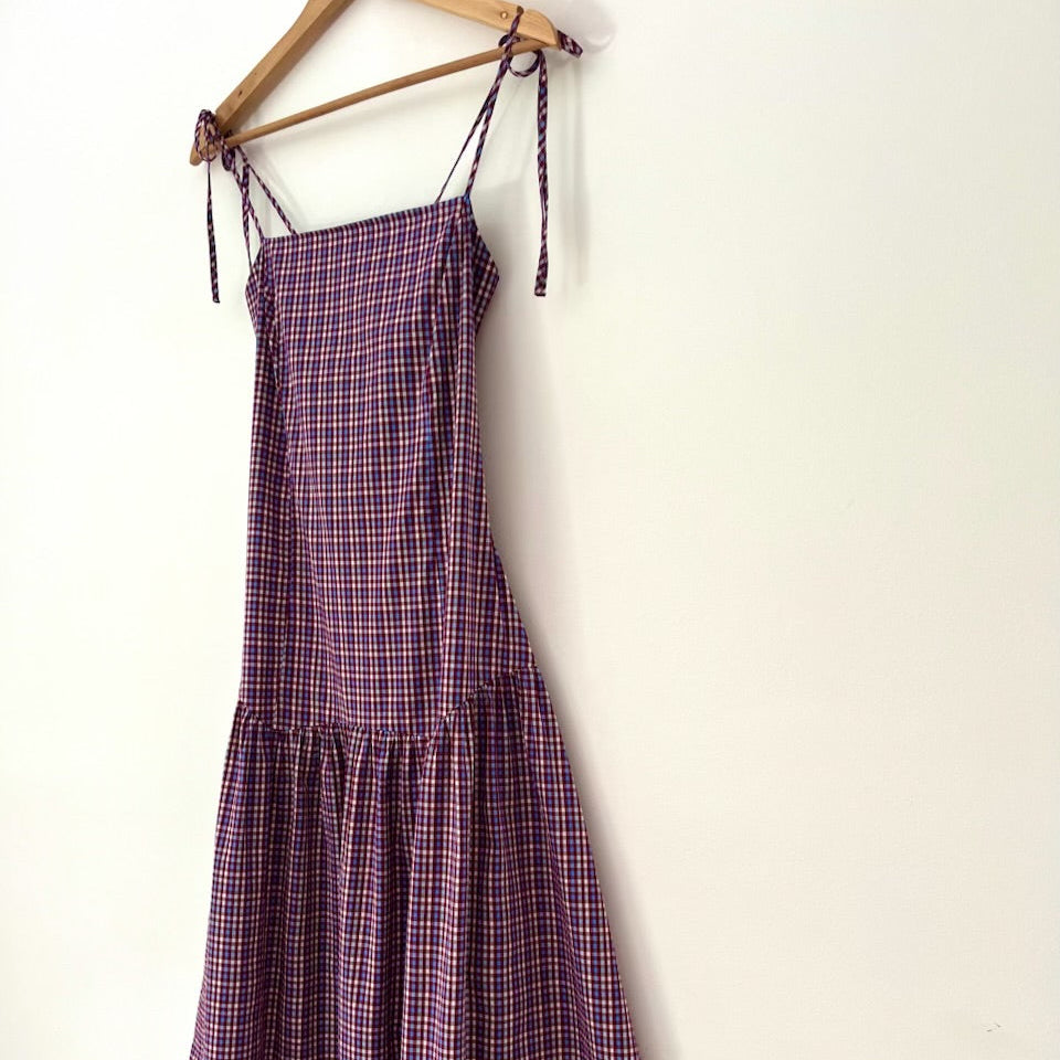 Ruby NZ TRULLI Maxi Dress in Wine Gingham.