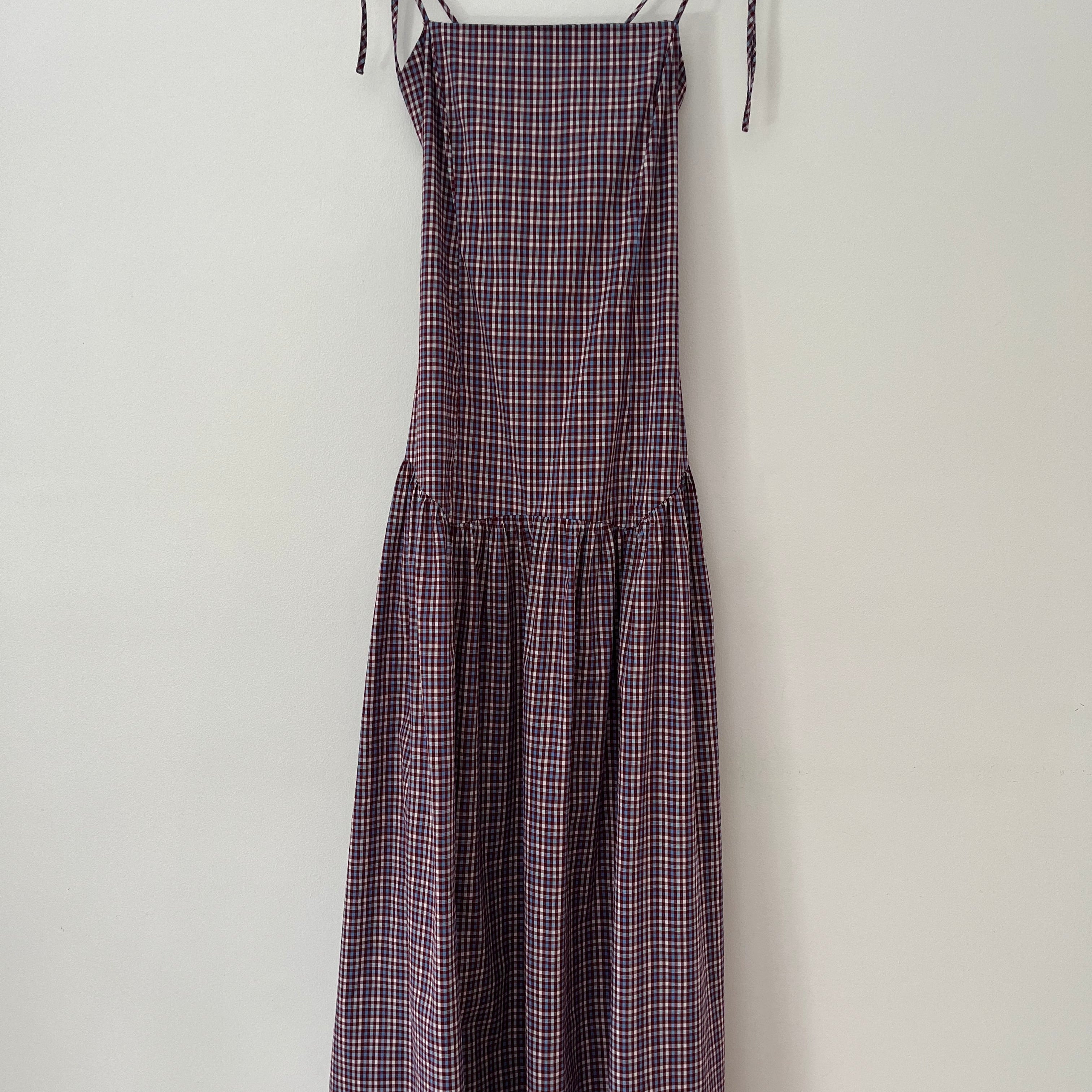 Ruby NZ TRULLI Maxi Dress in Wine Gingham.