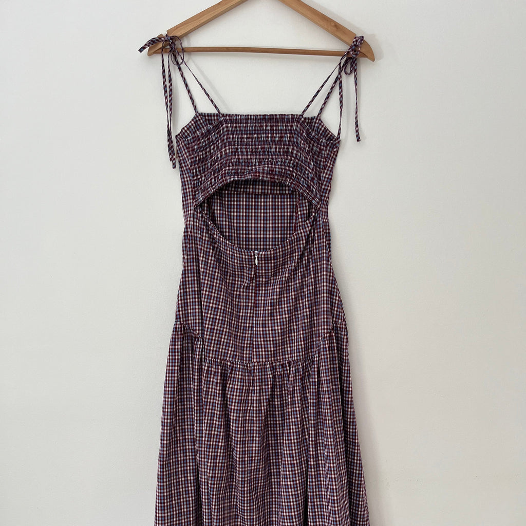 Ruby NZ TRULLI Maxi Dress in Wine Gingham.