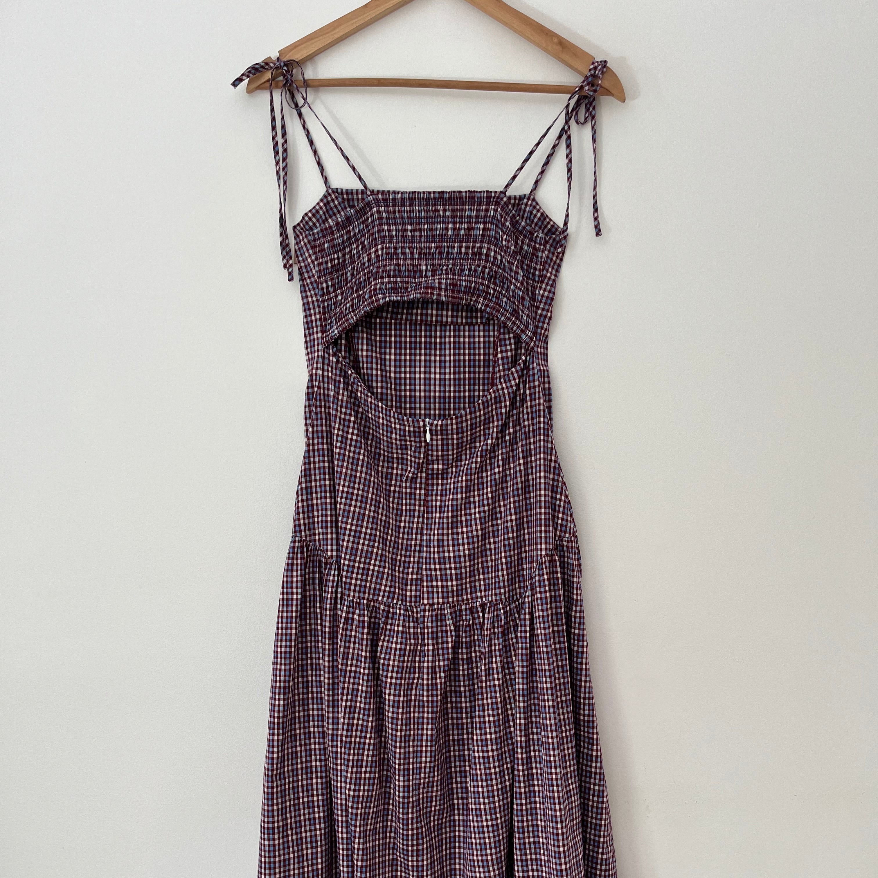 Ruby NZ TRULLI Maxi Dress in Wine Gingham.