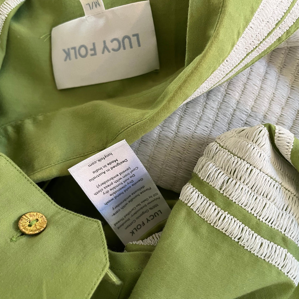 Lucy Folk MANTRA Archive Shirt in Wasabi Green Size M/L.