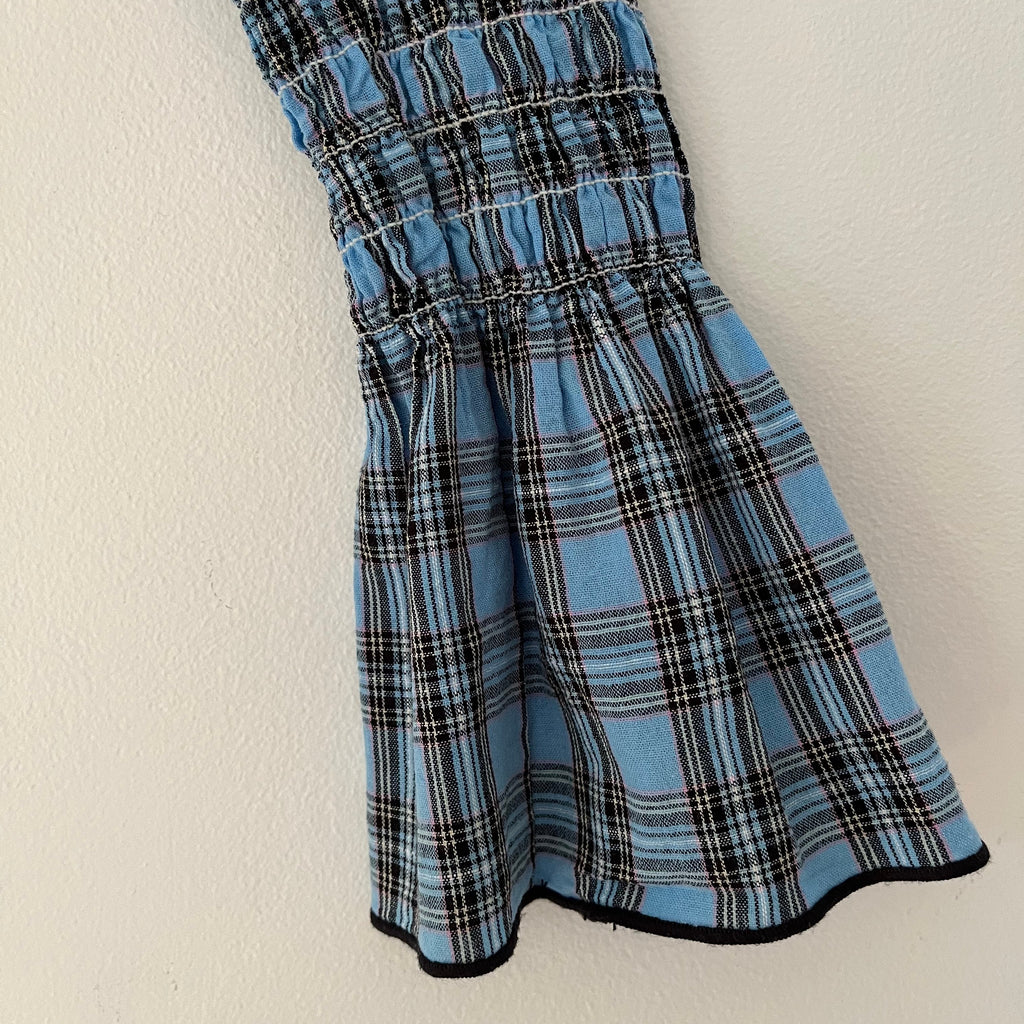 Après Studios Plaid Ruched Skivvy in Blue Size XS.
