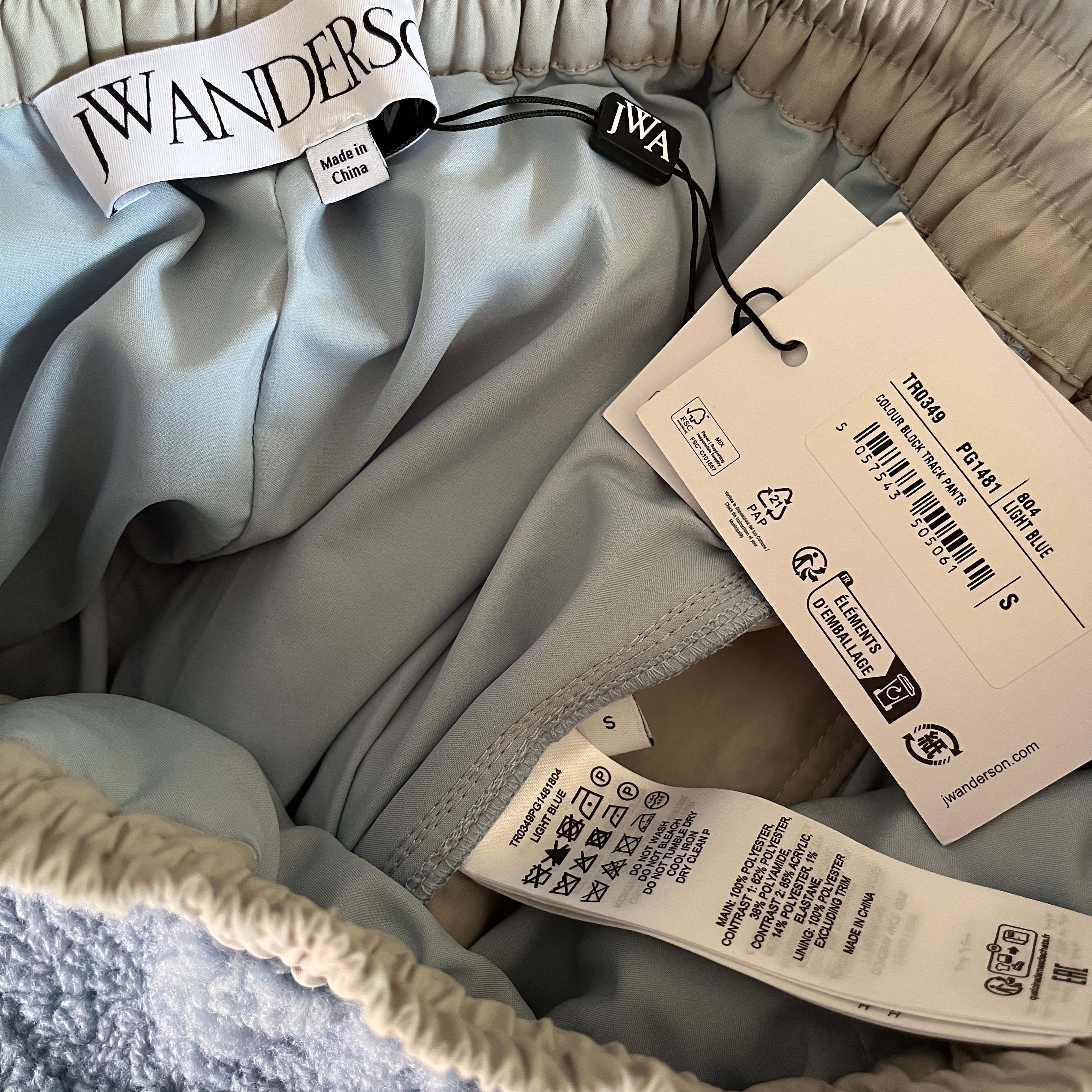 JW Anderson BNWT COLOUR BLOCK Track Pants in Light Blue Size S.