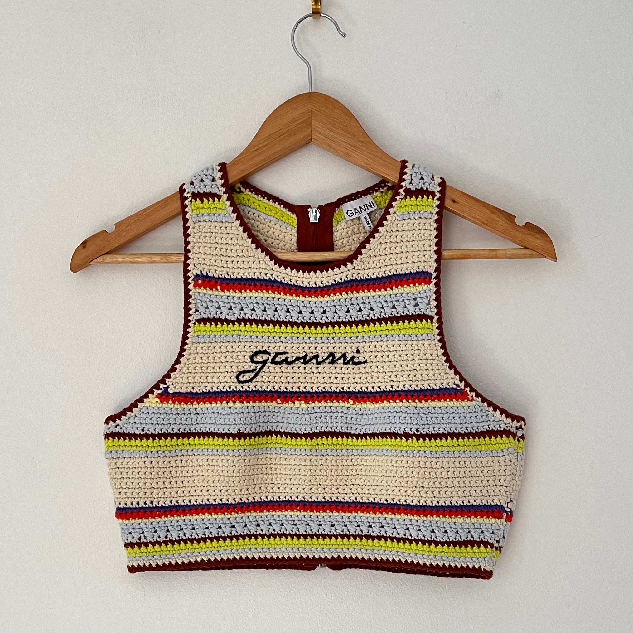 Ganni Crochet Crop Top Size 36/AU8.