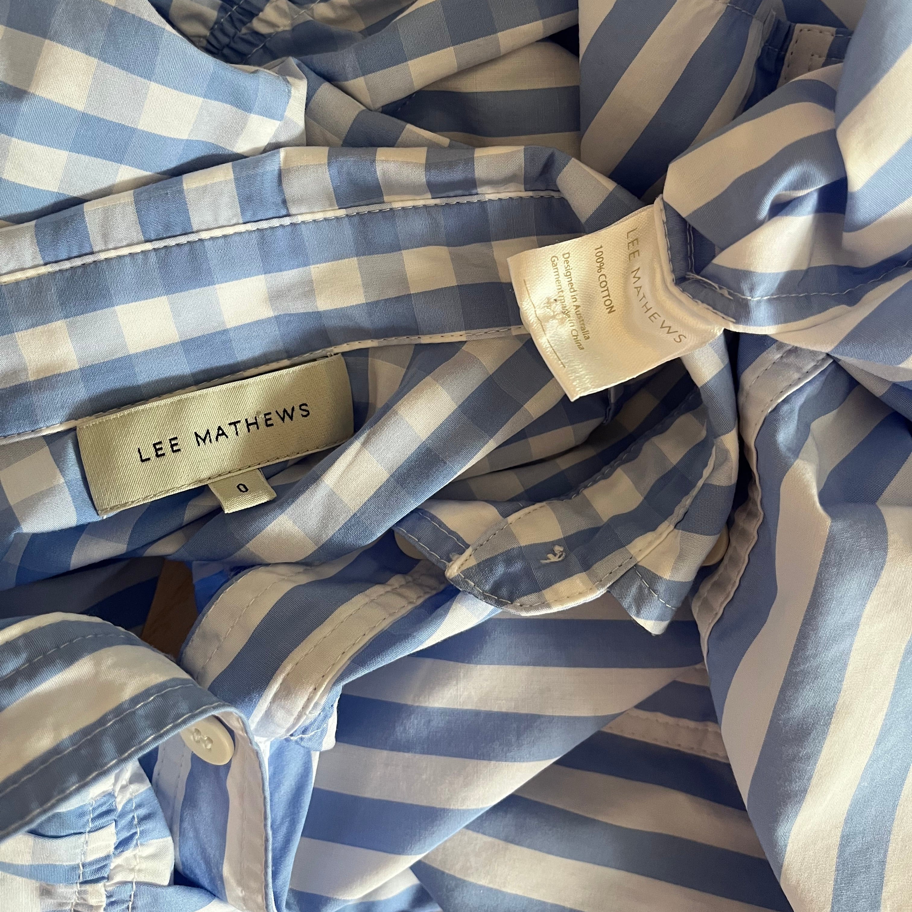 Lee Mathews STEVIE Gathered Stripe Shirt Size 0/AU6-8.