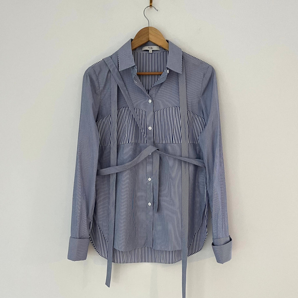 Tibi Striped Strap Shirt Size US2/AU6-8.