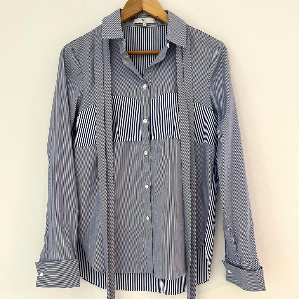 Tibi Striped Strap Shirt Size US2/AU6-8.