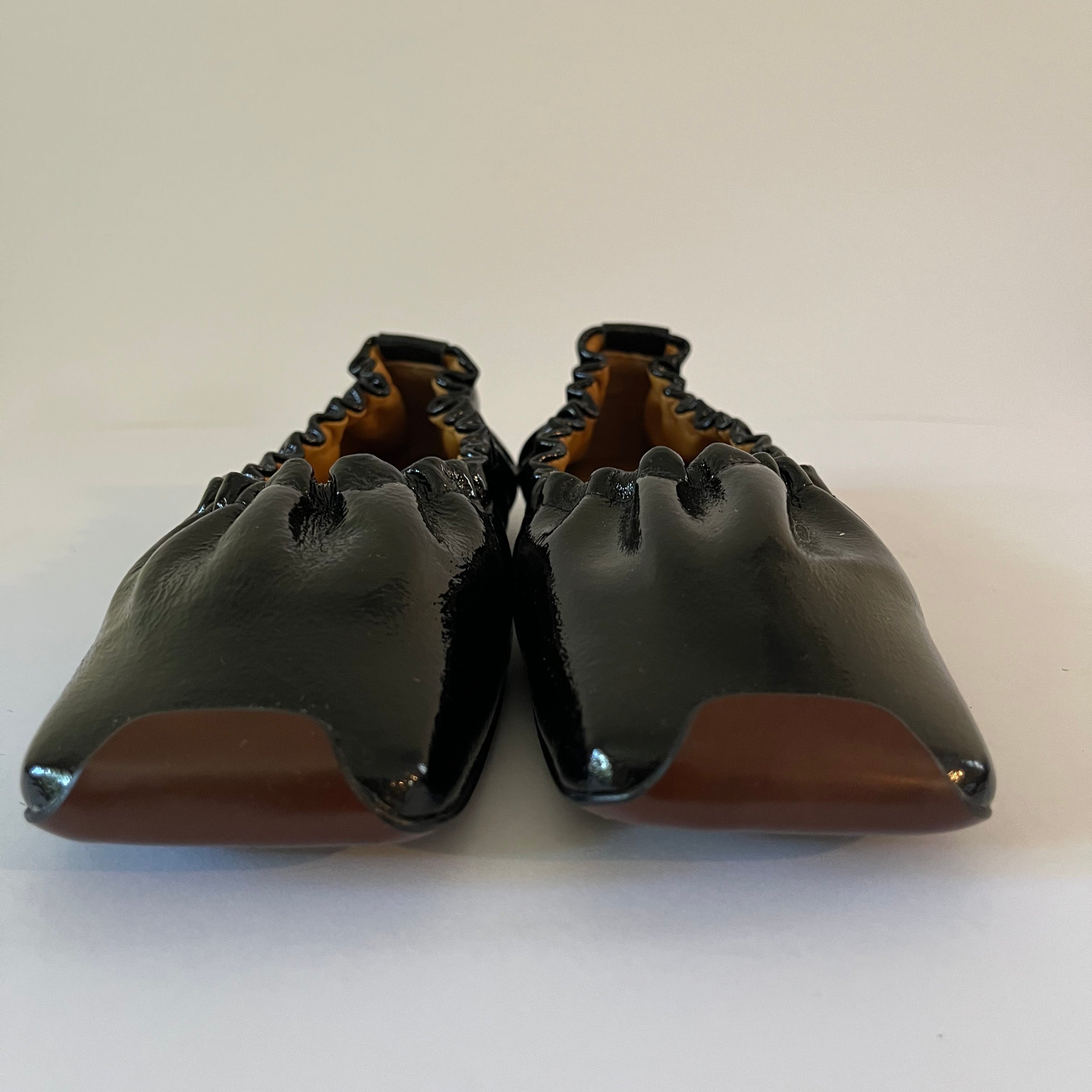 Rejina Pyo PATENT Leather Ballet Flats in Brown.