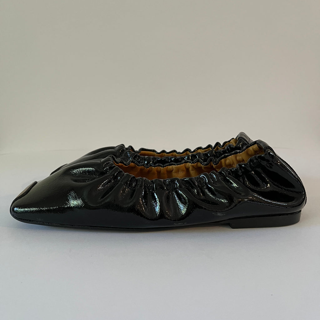 Rejina Pyo PATENT Leather Ballet Flats in Brown.