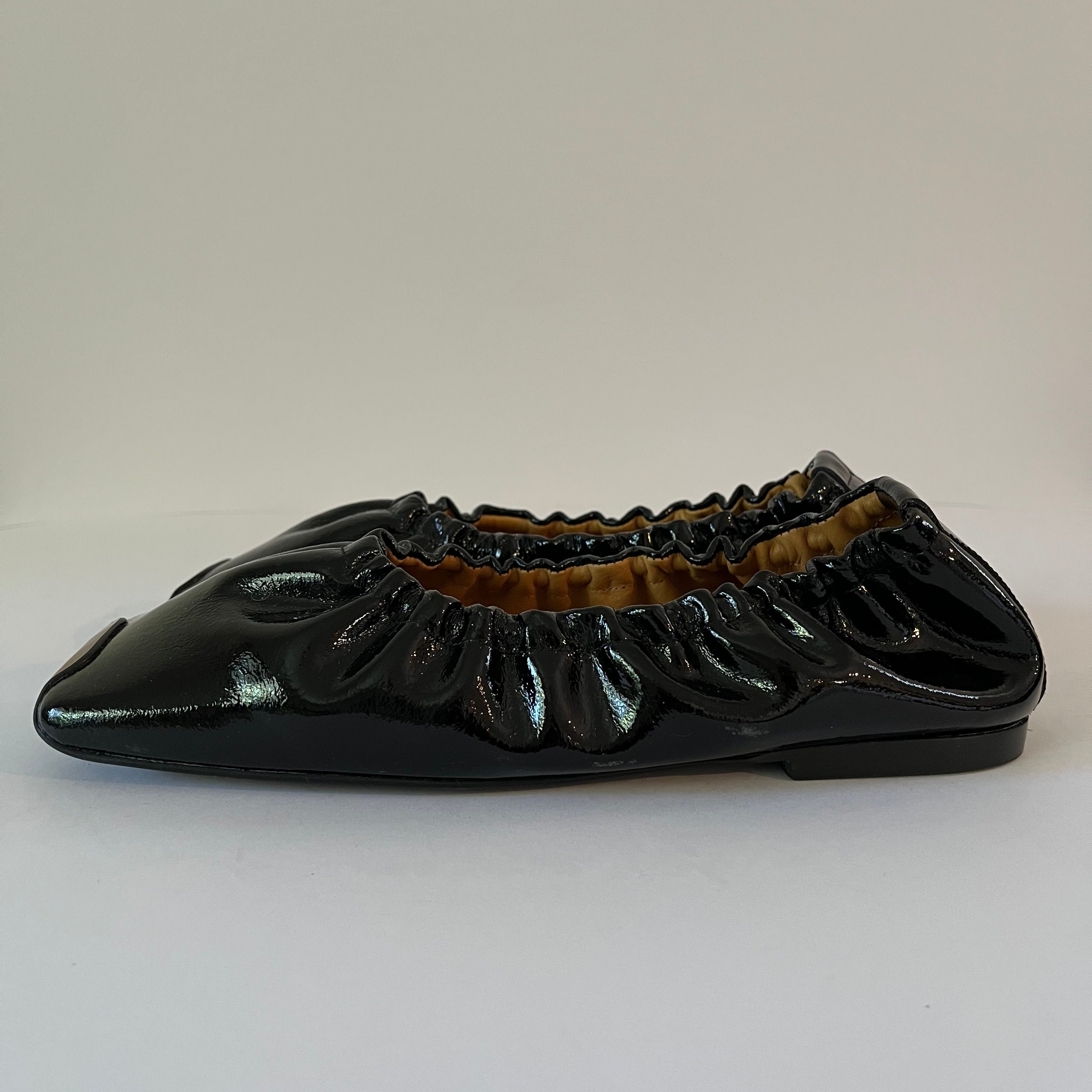 Rejina Pyo PATENT Leather Ballet Flats in Brown.