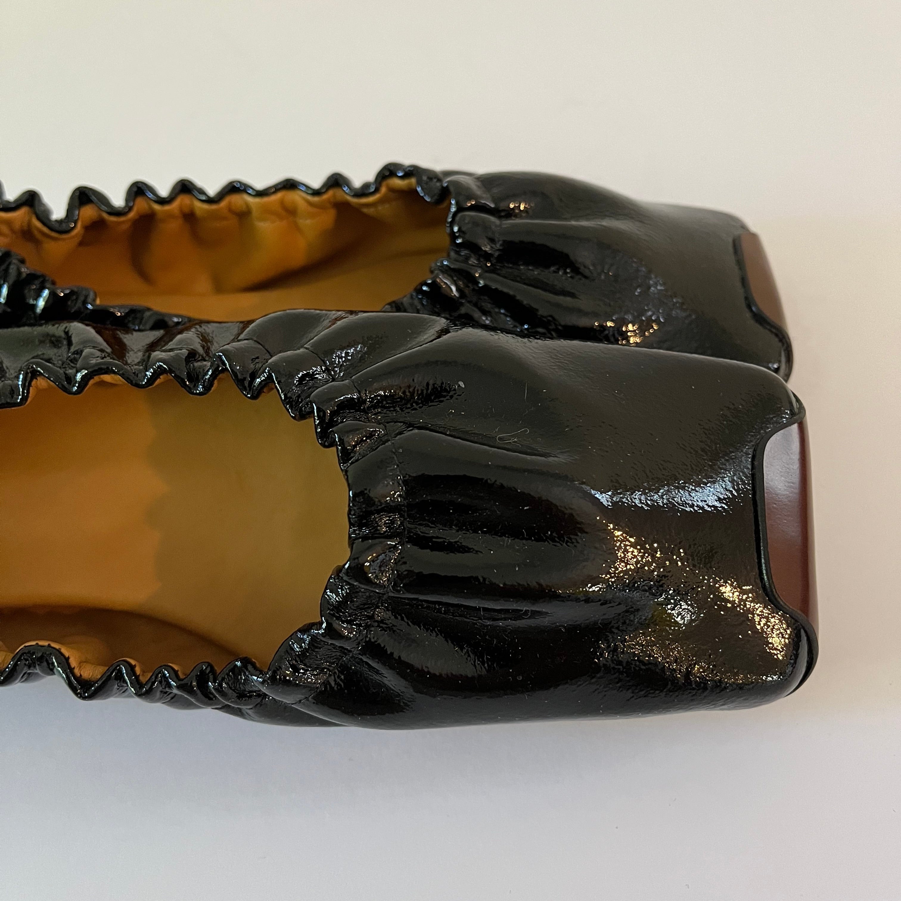 Rejina Pyo PATENT Leather Ballet Flats in Brown.