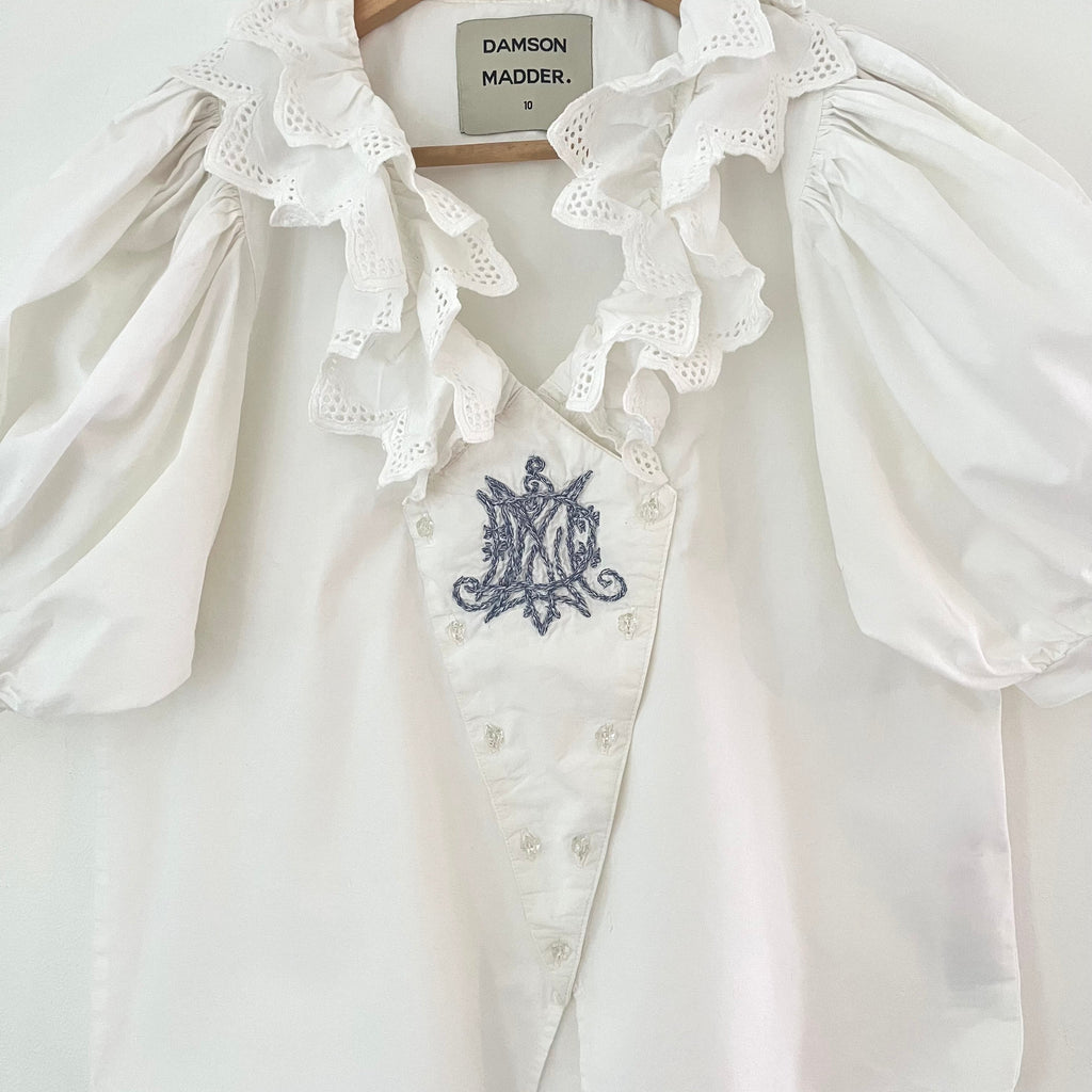 Damson Madder LOTTIE Blouse in White Size 10.