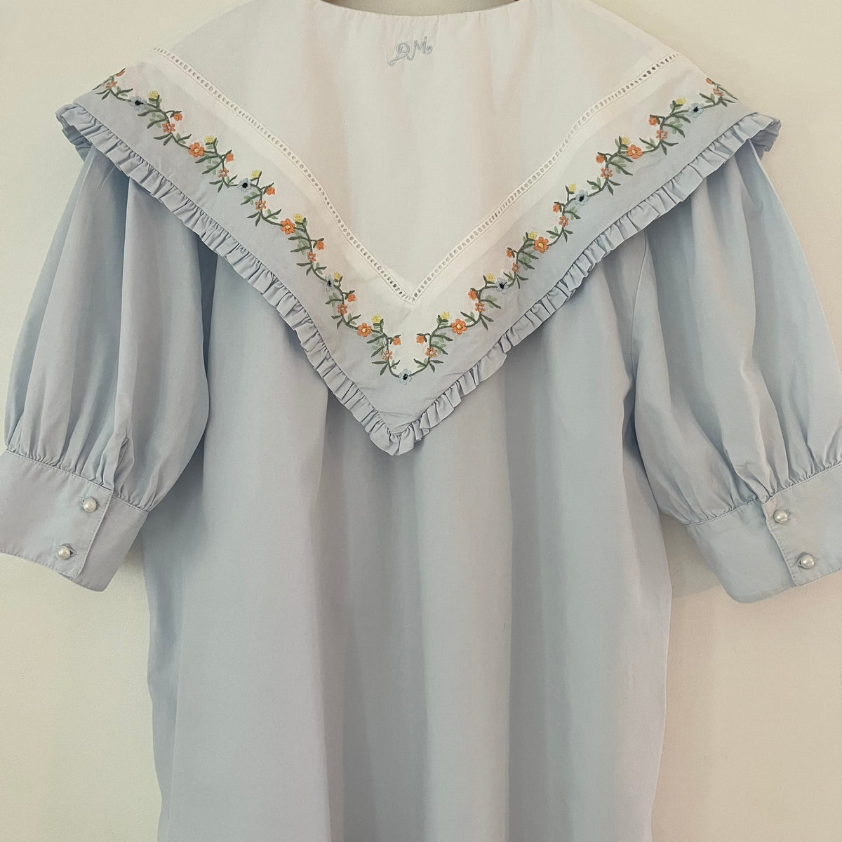 Damson Madder SUMMER SANDY Blouse in Embroidered Blue Size 14.