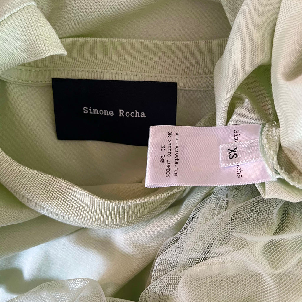 Simone Rocha Green Puff Sleeve T-shirt Size XS.