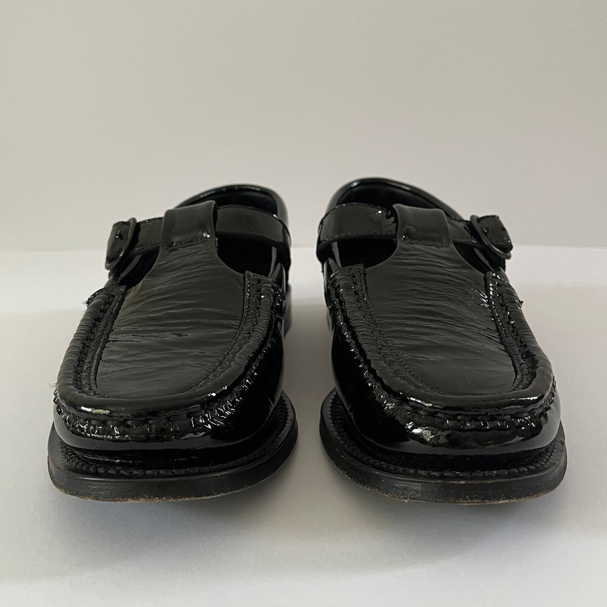 Hereu ALBER CRINKLE GLOSSY T-Bar Loafers Size EU38.