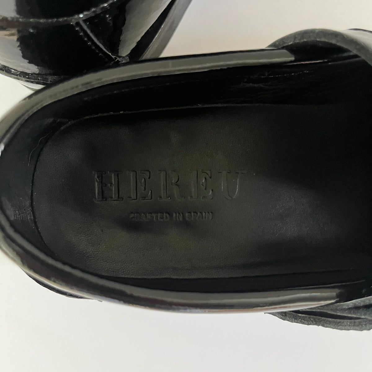 Hereu ALBER CRINKLE GLOSSY T-Bar Loafers Size EU38.