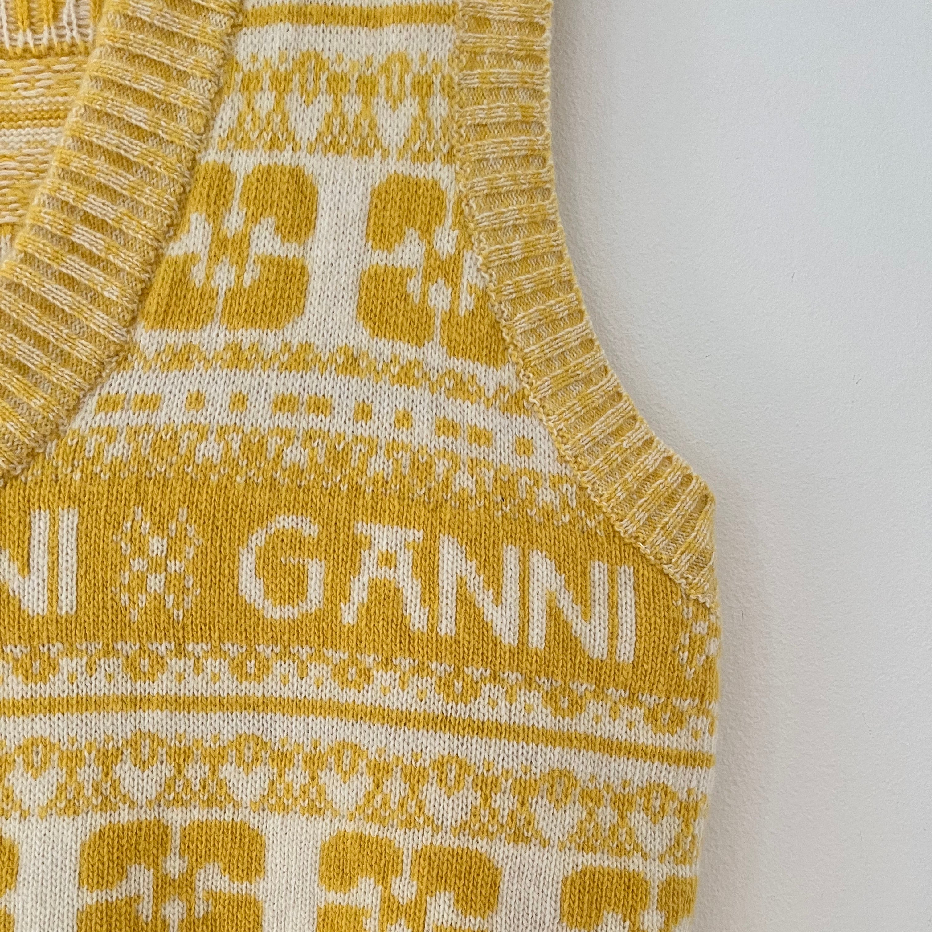 Ganni Logo Intarsia Wool Mix Vest Size S.