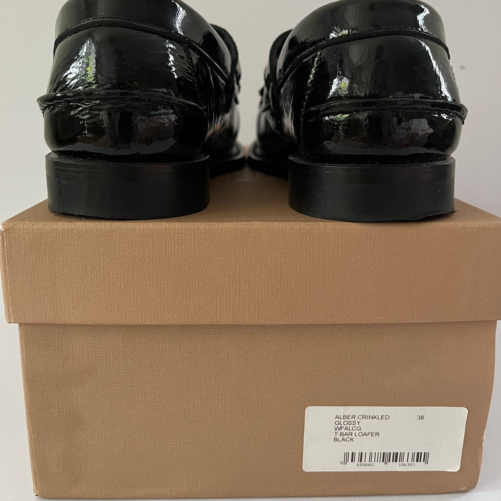 Hereu ALBER CRINKLE GLOSSY T-Bar Loafers Size EU38.
