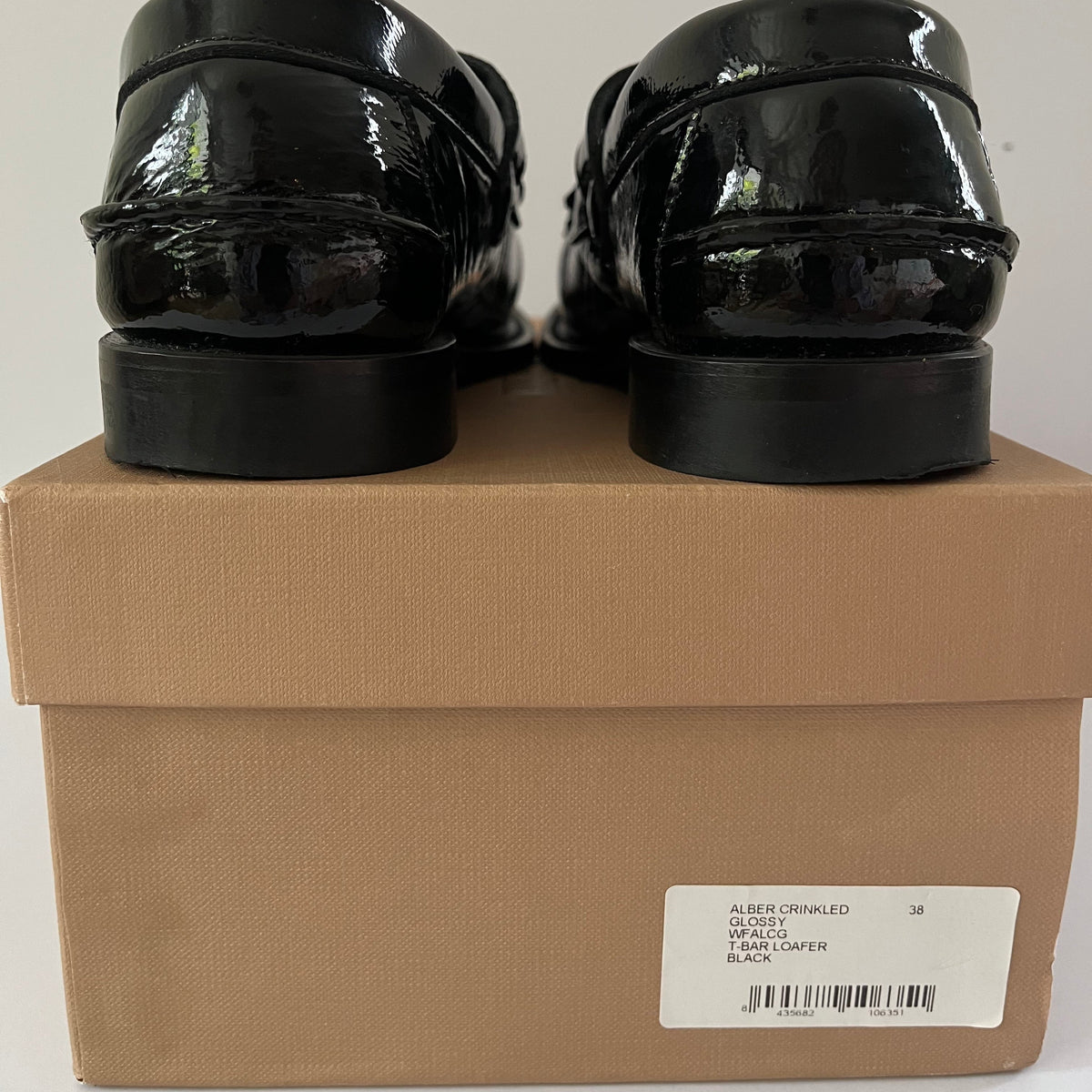 Hereu ALBER CRINKLE GLOSSY T-Bar Loafers Size EU38.