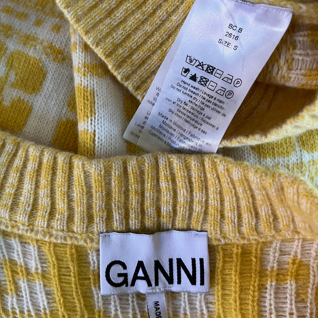 Ganni Logo Intarsia Wool Mix Vest Size S.