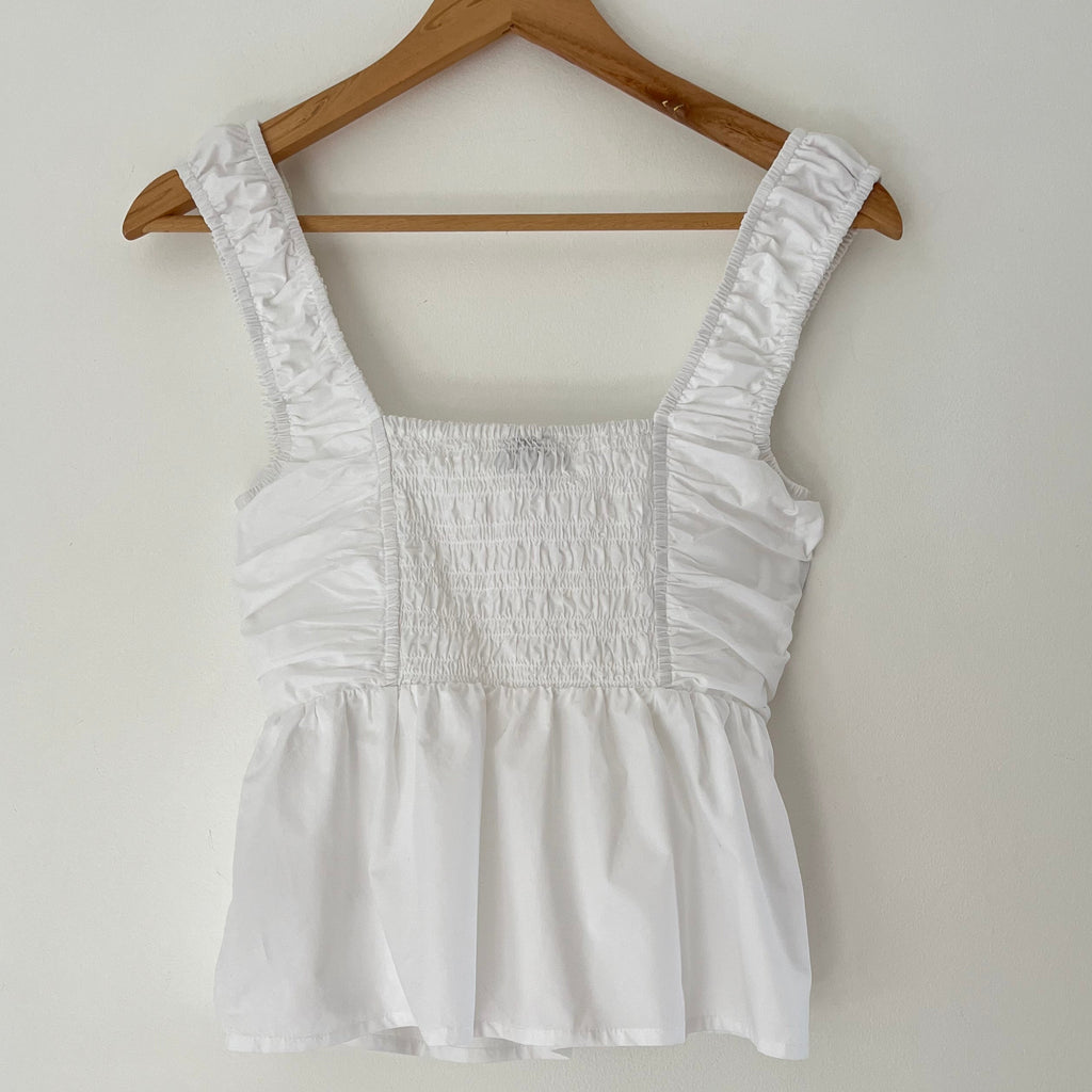 Ganni Gathered Peplum Blouse Size 34/XS.