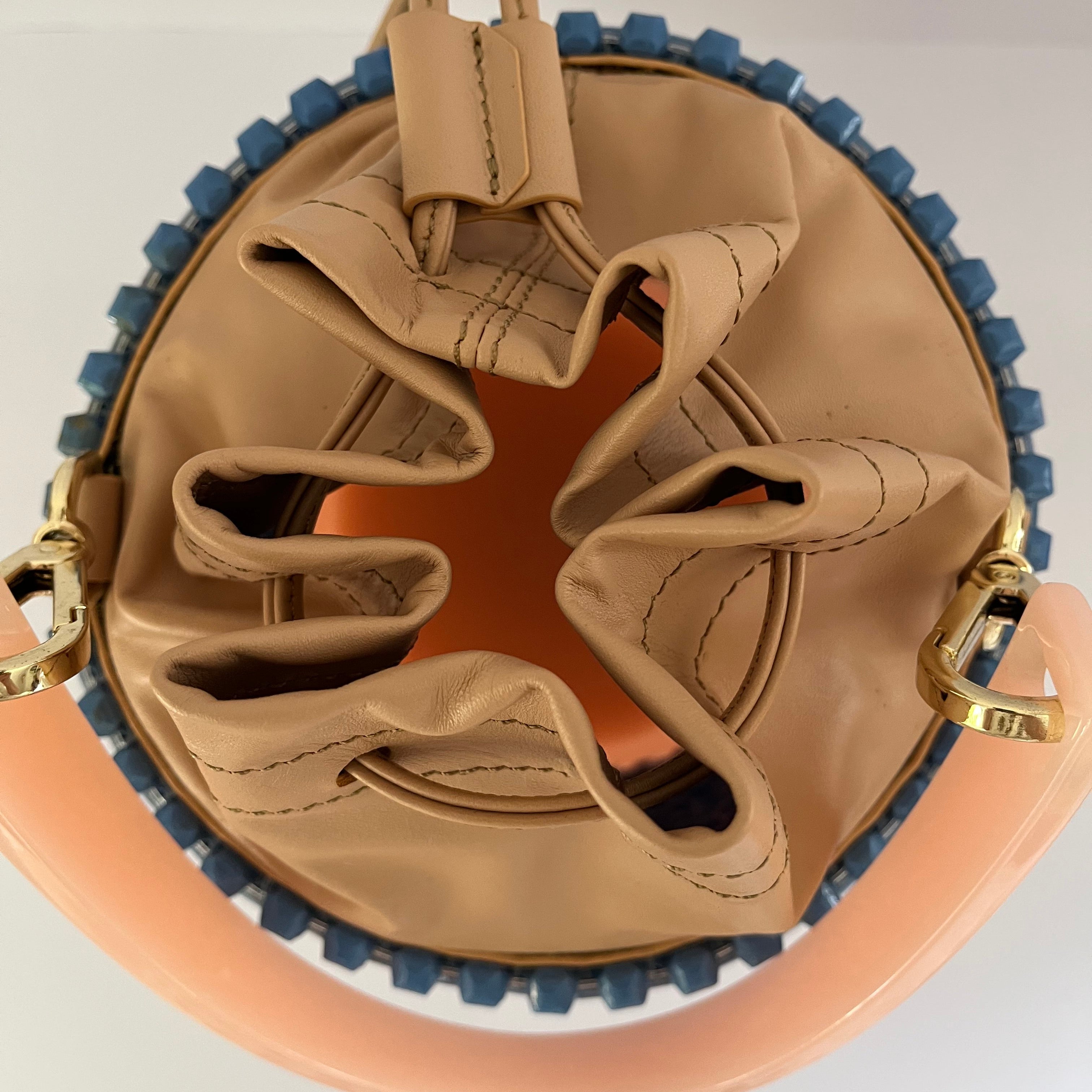 Lucy Folk Sample Beaded Bucket Bag.