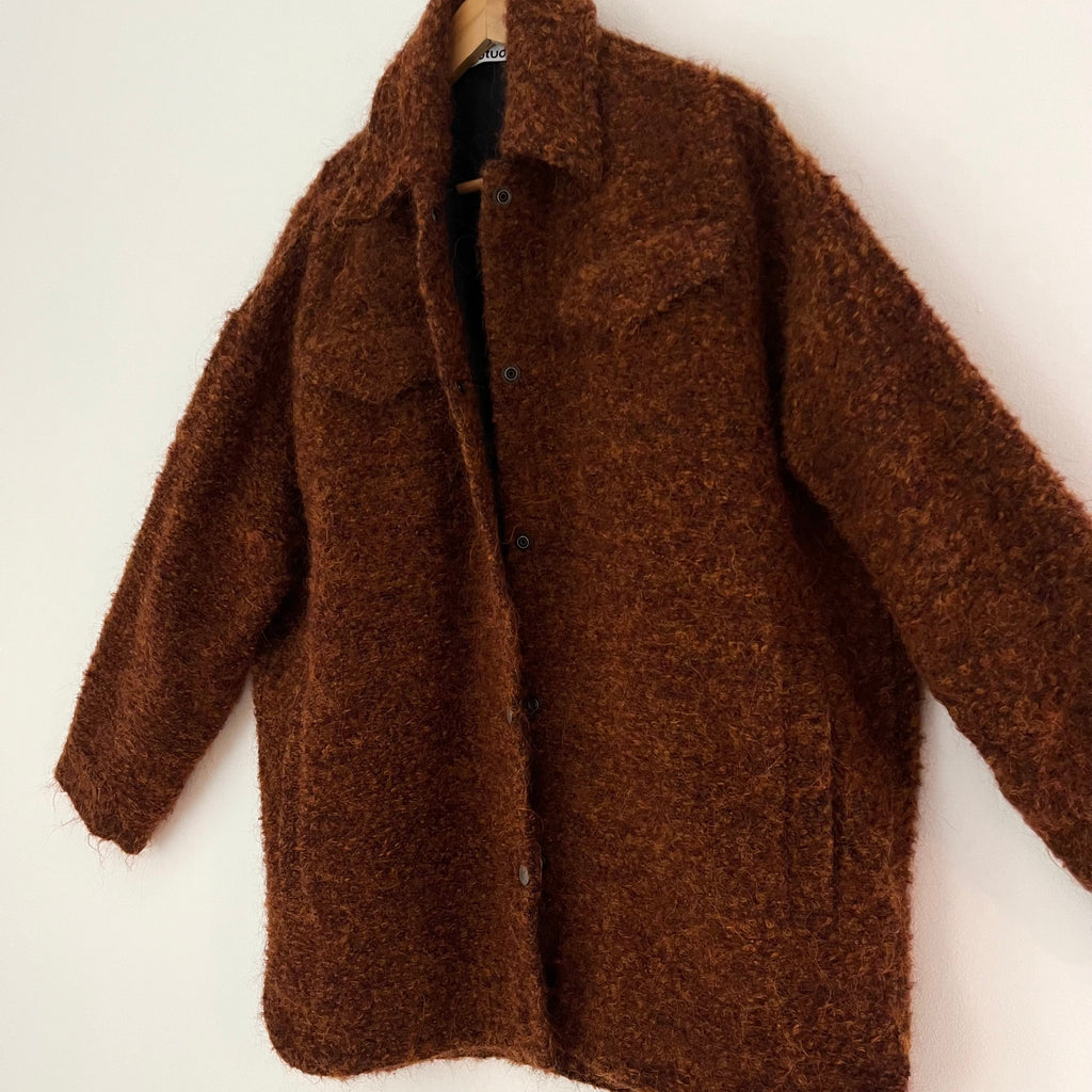 Acne Studios Alpaca Blend Boucle Jacket in Rust Size 38/AU10/M.
