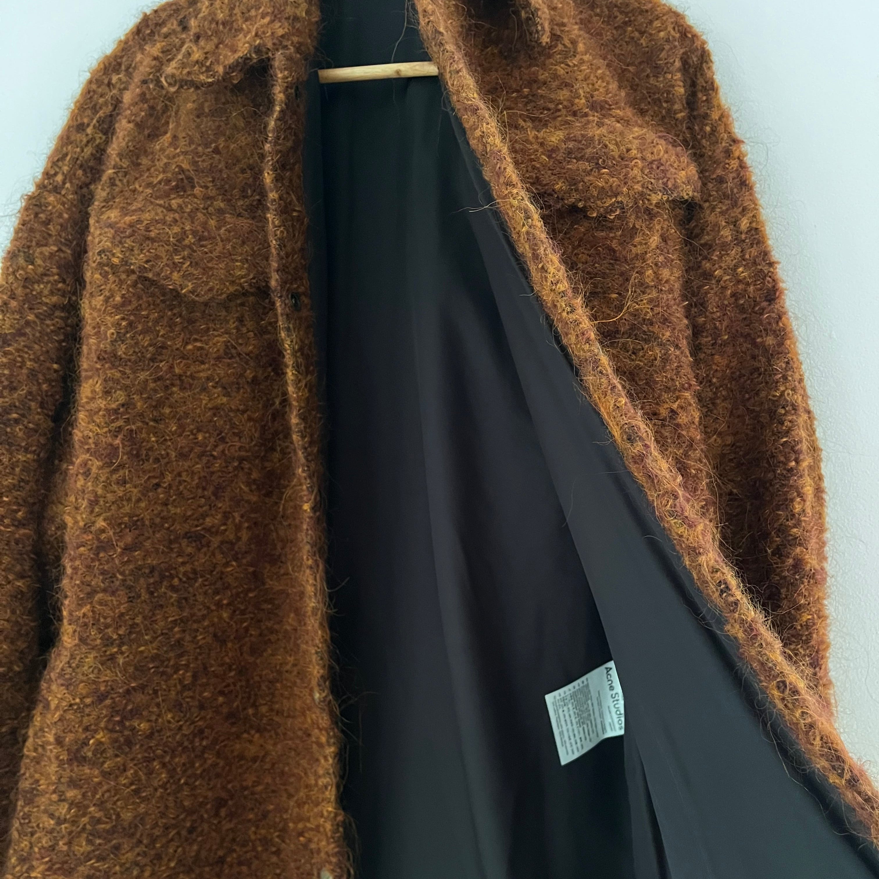 Acne Studios Alpaca Blend Boucle Jacket in Rust Size 38/AU10/M.