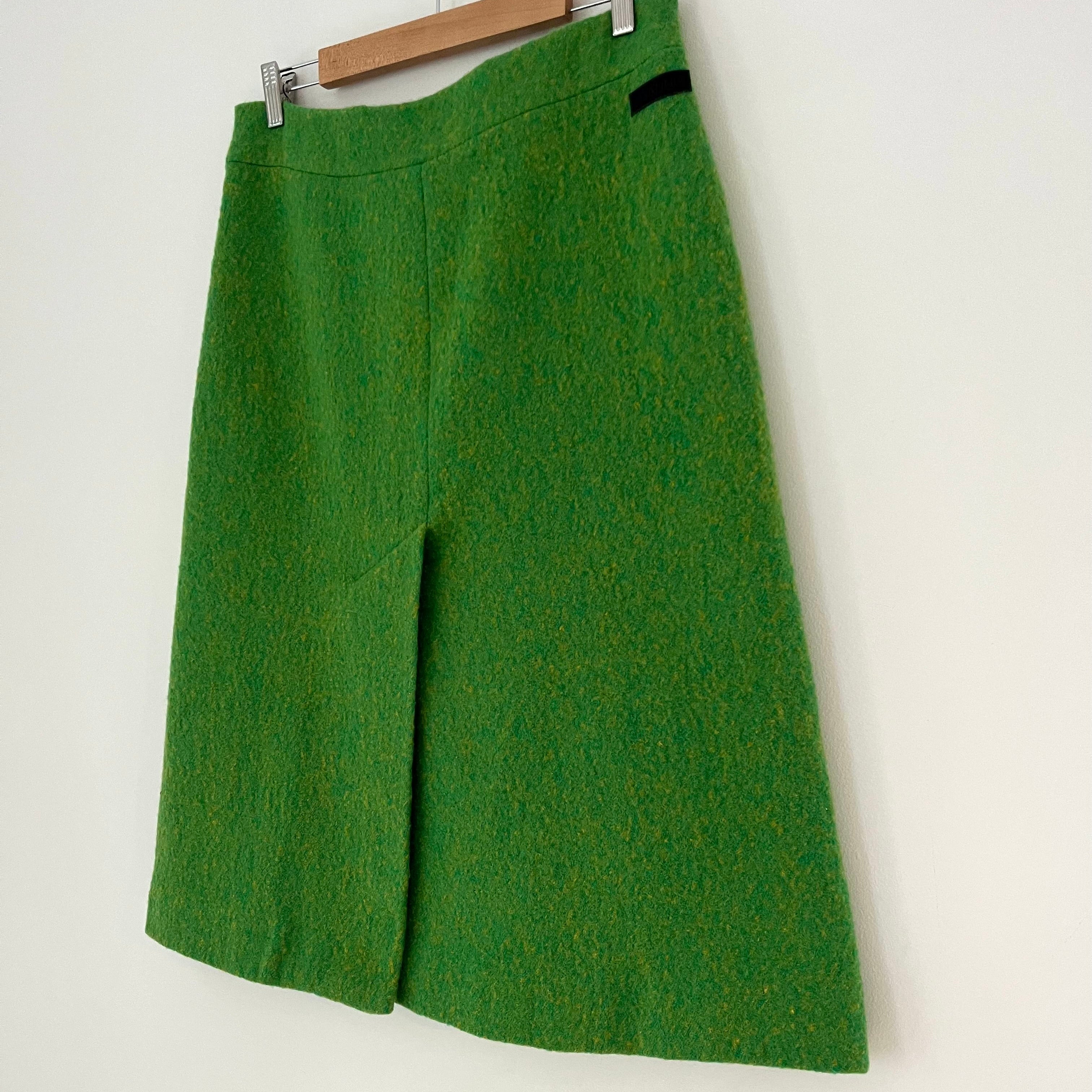 Ganni Pure Wool Skirt in Flash Green Size 44/L.