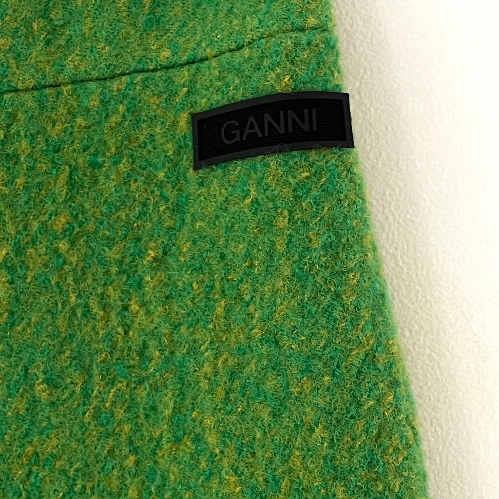 Ganni Pure Wool Skirt in Flash Green Size 44/L.