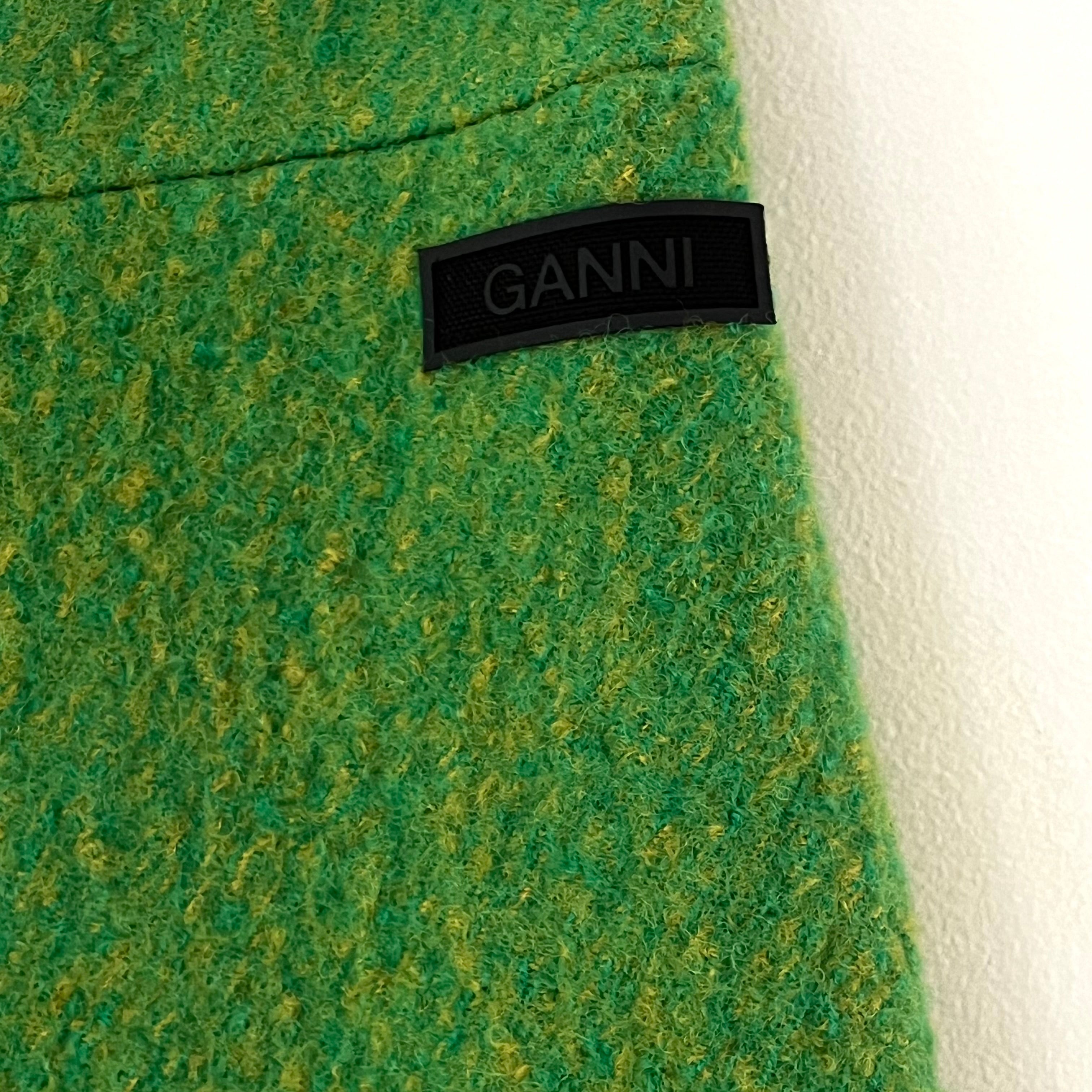 Ganni Pure Wool Skirt in Flash Green Size 44/L.