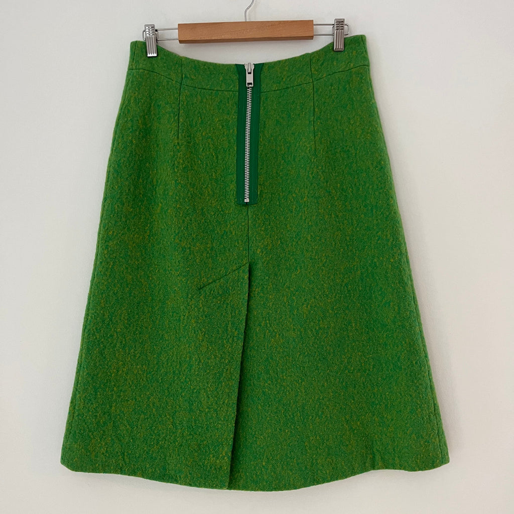 Ganni Pure Wool Skirt in Flash Green Size 44/L.