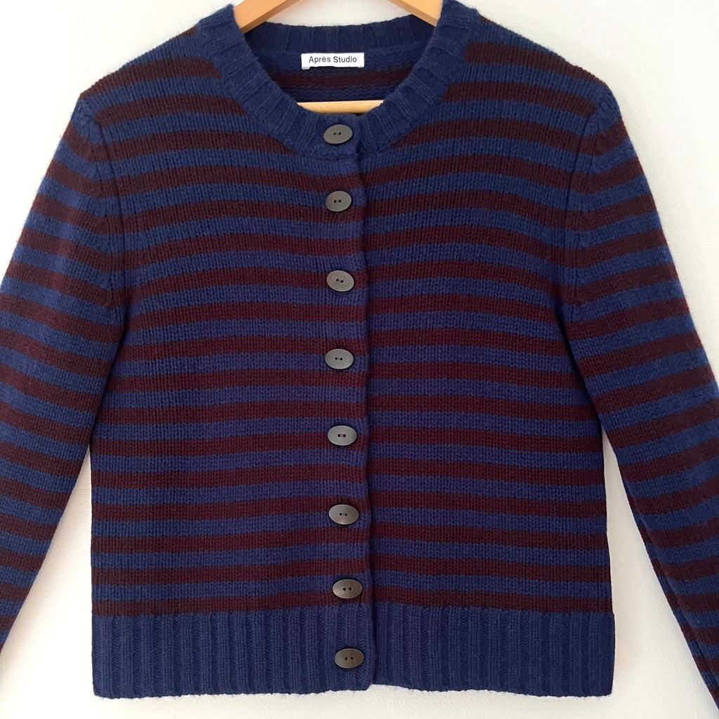 Apres Studios Wool Striped Knit Cardigan Size M/L.