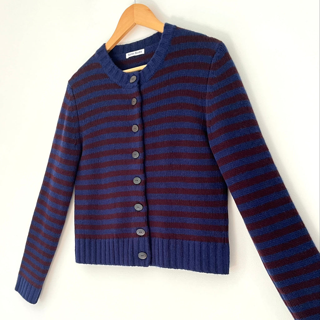 Apres Studios Wool Striped Knit Cardigan Size M/L.