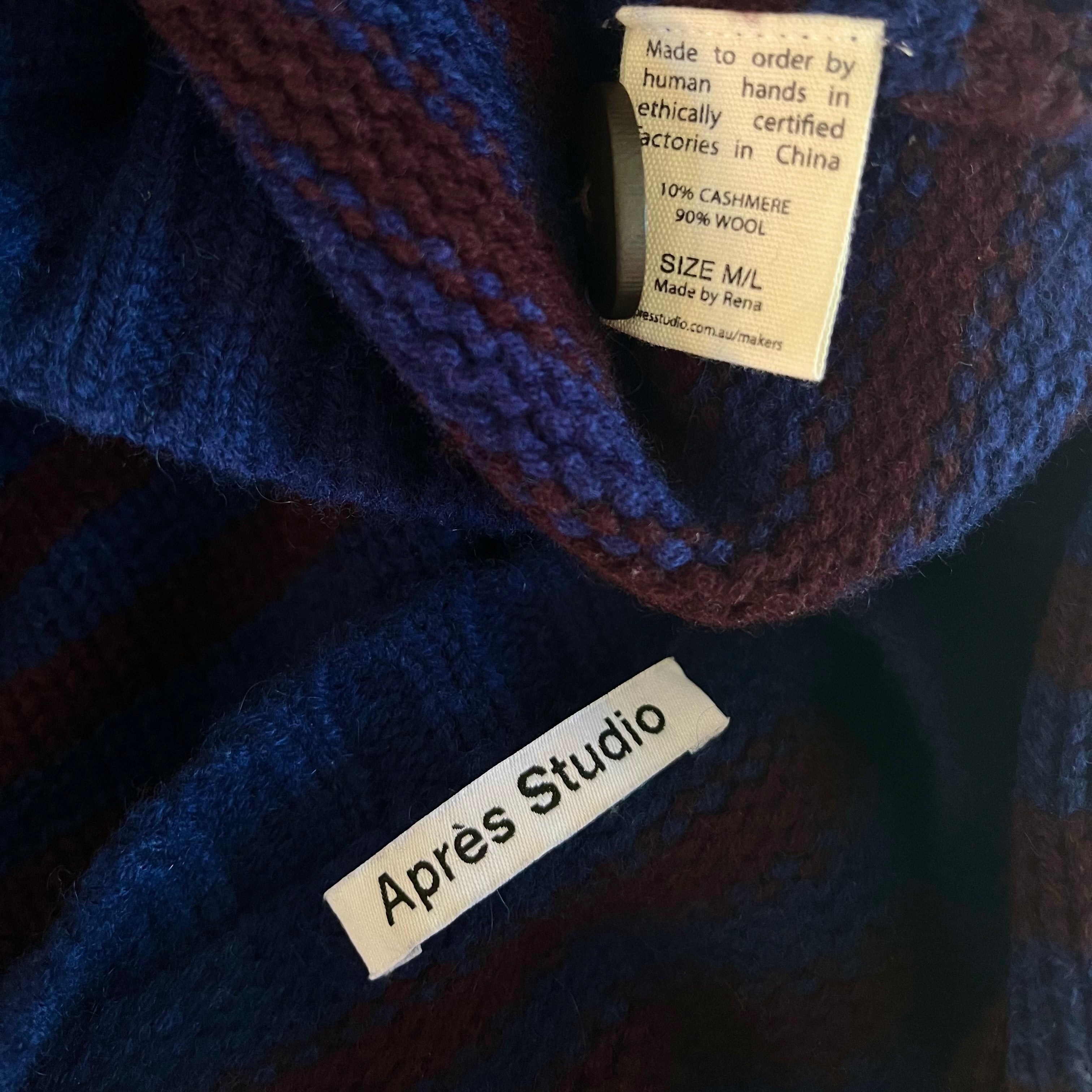 Apres Studios Wool Striped Knit Cardigan Size M/L.