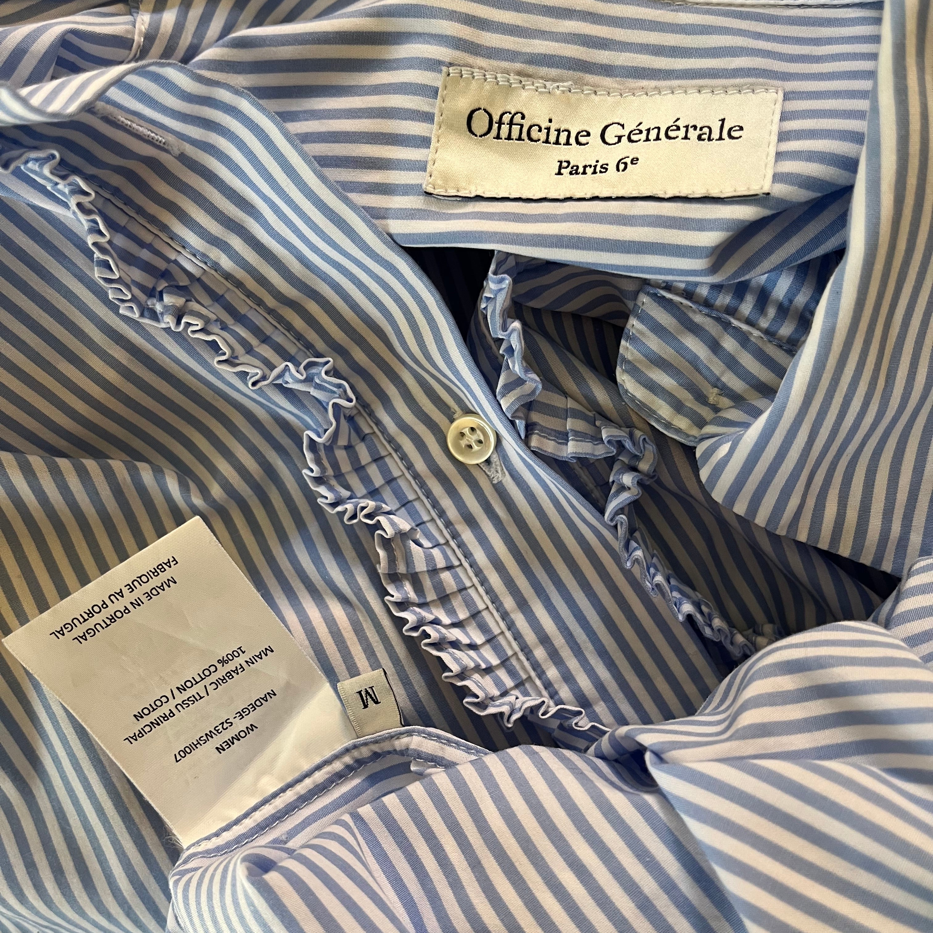 Officine Générale Ruffle Stripe Blouse Size M.