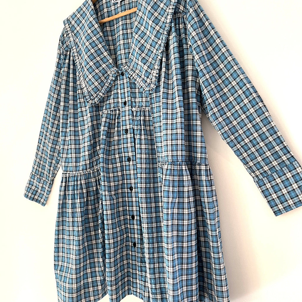 Ganni Checked Mini Dress Size 38/AU10.