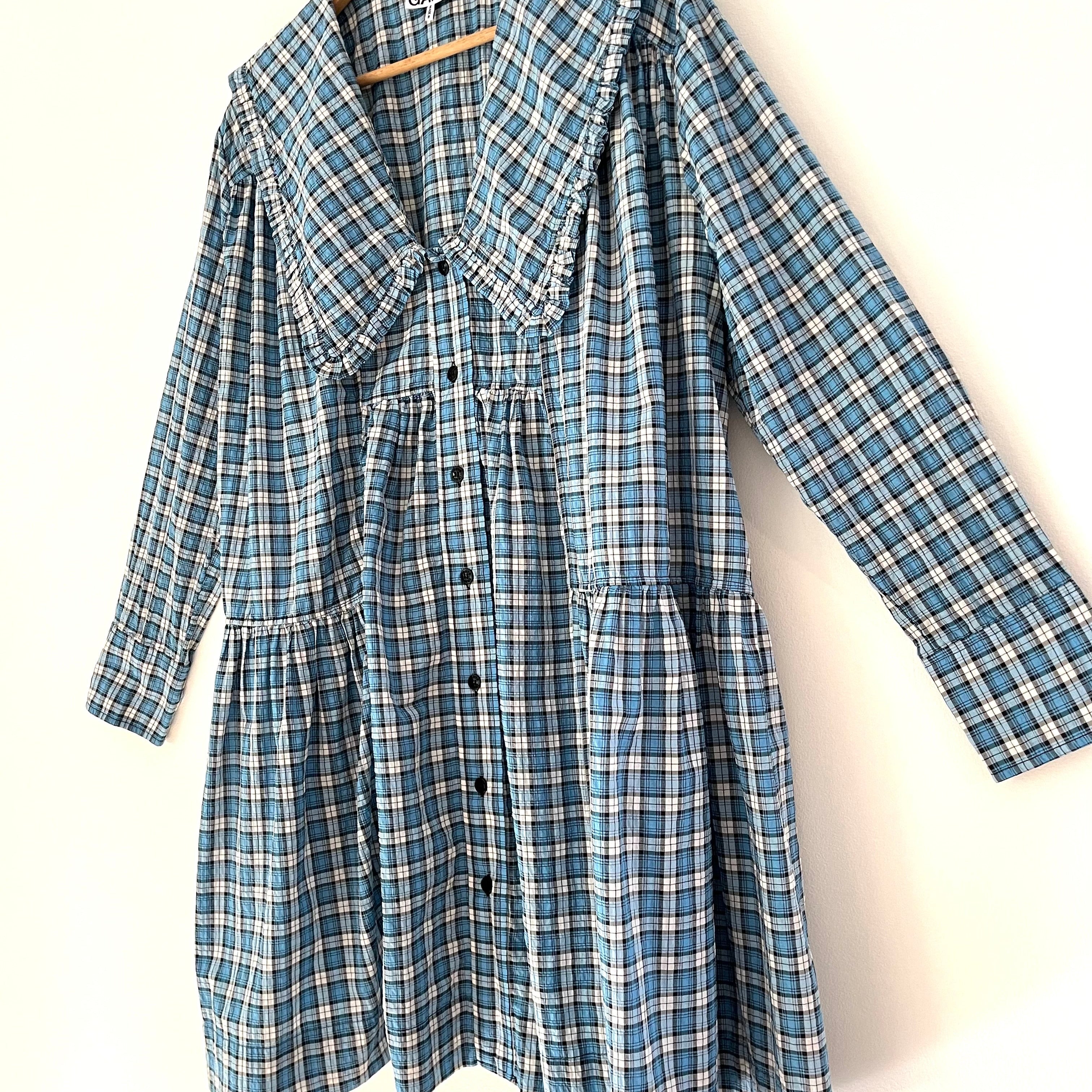 Ganni Checked Mini Dress Size 38/AU10.