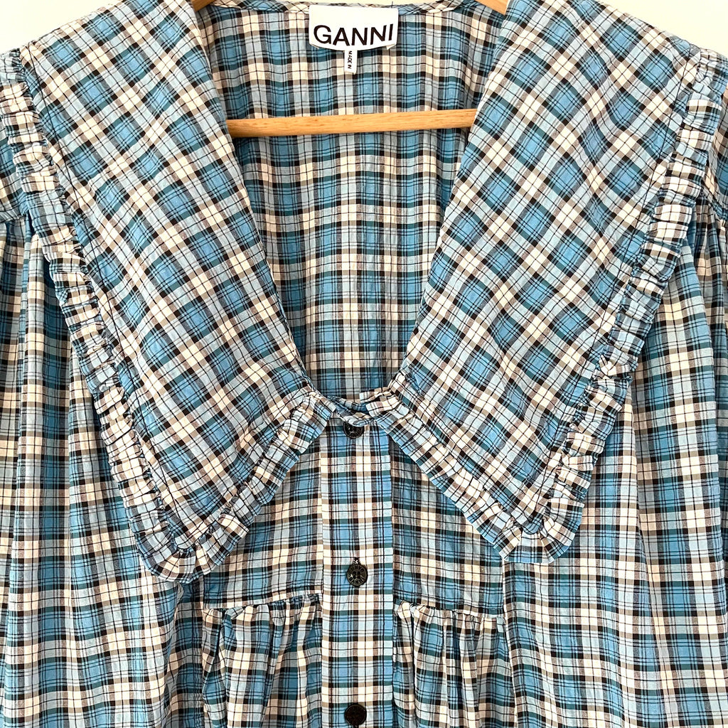 Ganni Checked Mini Dress Size 38/AU10.