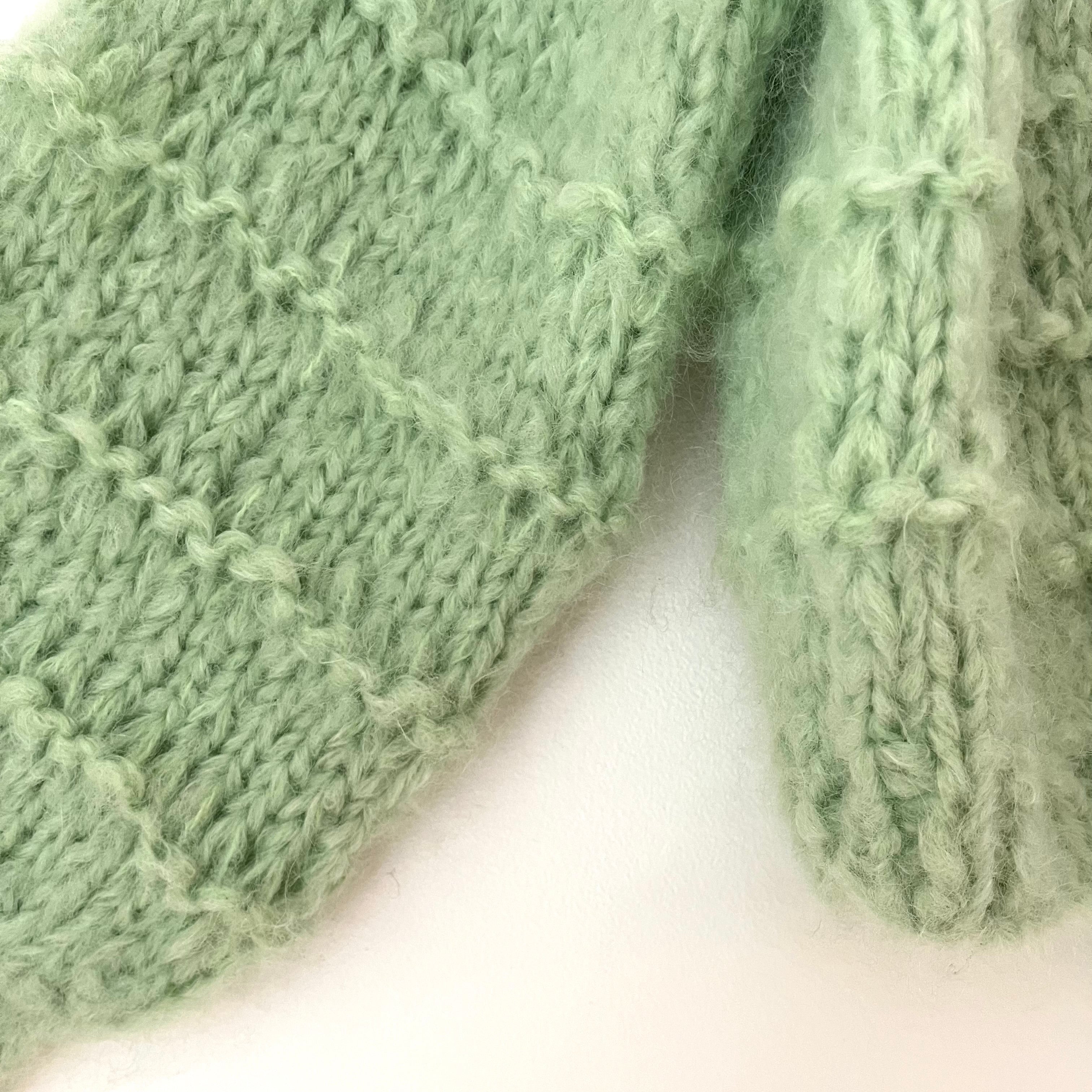 Frisson Knits BECCA Cardigan in Mint One Size.