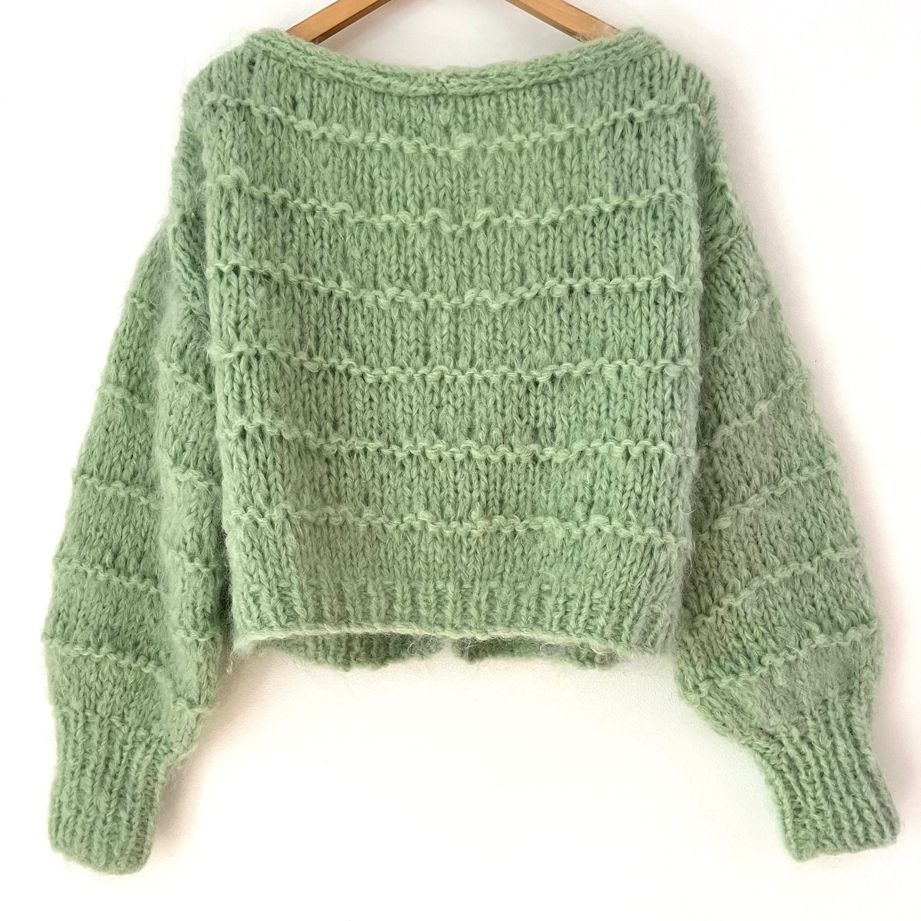 Frisson Knits BECCA Cardigan in Mint One Size.