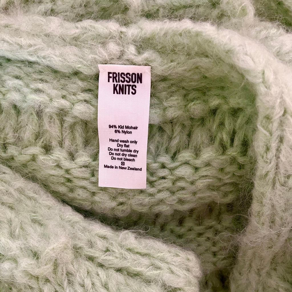 Frisson Knits BECCA Cardigan in Mint One Size.