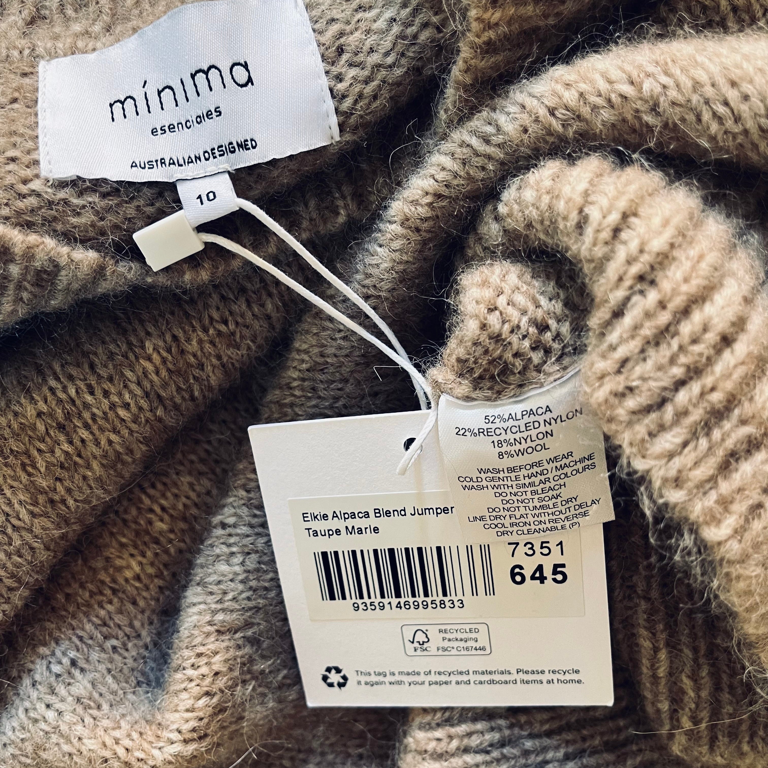 Minima Esenciales BNWT ELKIE Alpaca Blend Jumper in Marle Size 10.