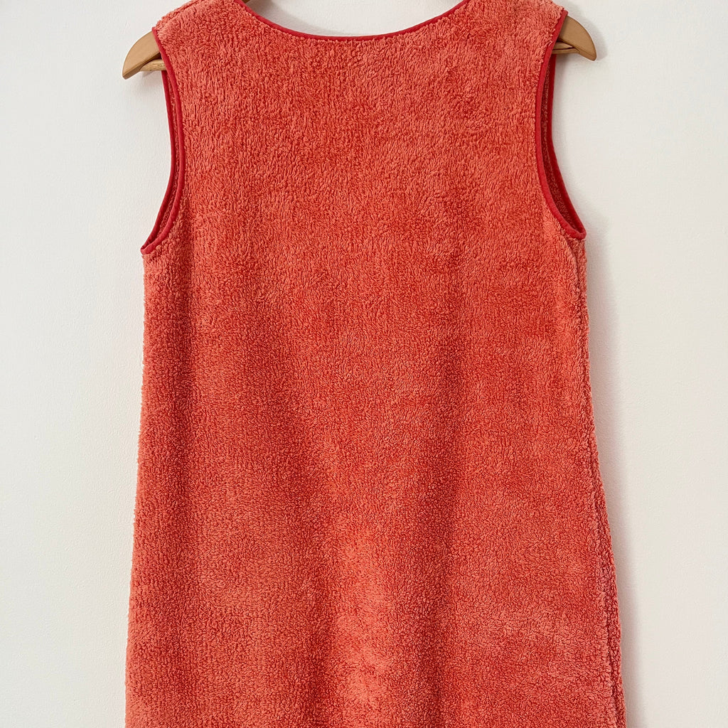 Loretta Caponi VERONICA Cotton Terry Mini Dress in Coral Pink.