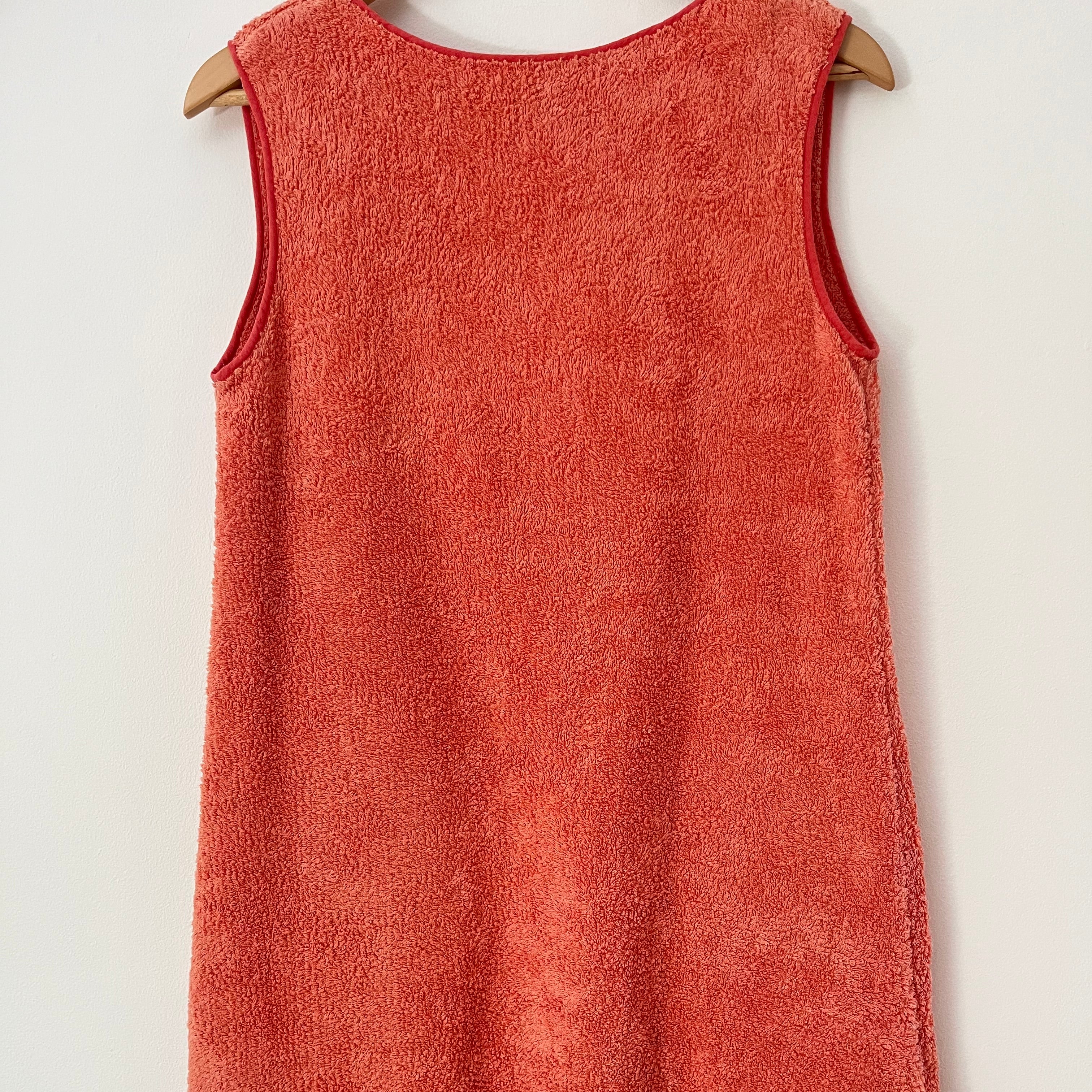 Loretta Caponi VERONICA Cotton Terry Mini Dress in Coral Pink.